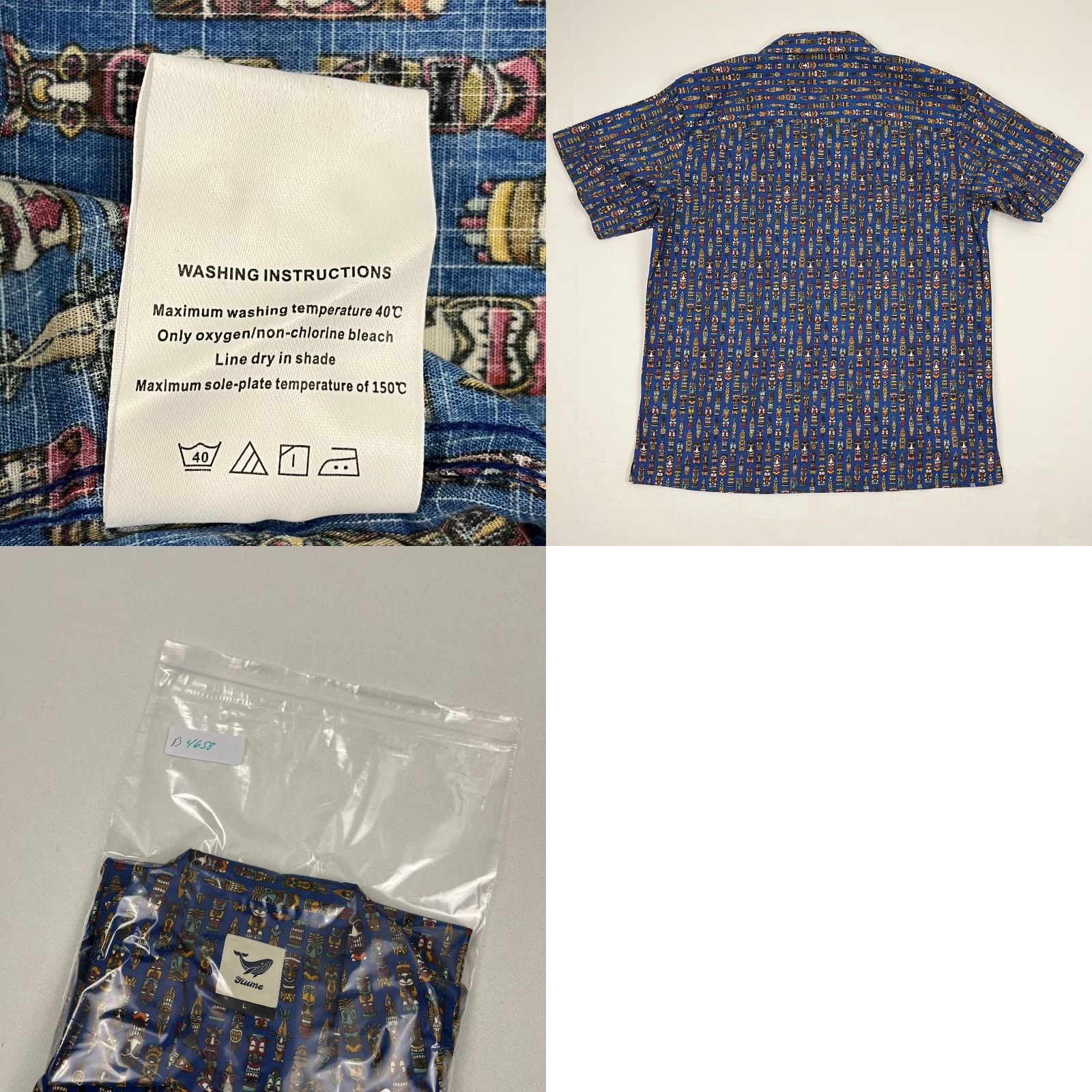 Vintage Yiume Shirt Mens L Blue Tiki Totem Hawaiian Floral Short Sleeve Button-Up Collared Shirt Size US L / EU 52-54 / 3 - 8 Thumbnail