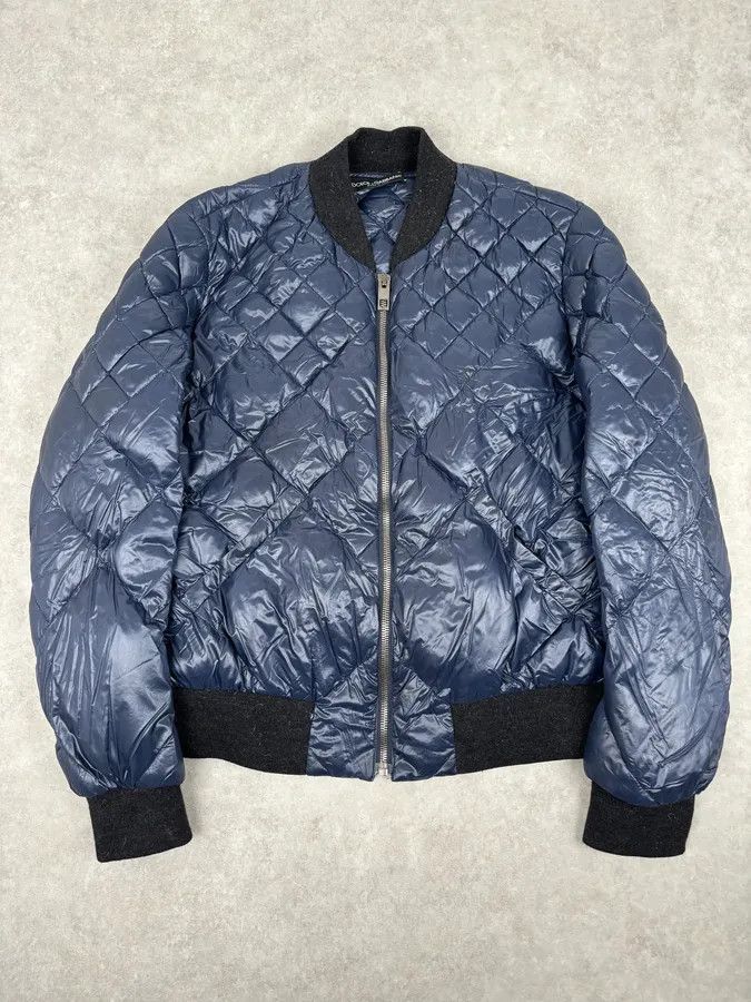 Dolce & Gabbana Dolce & Gabbana Navy Nylon Quilted Bomber Jacket Size US L / EU 52-54 / 3 - 1 Thumbnail