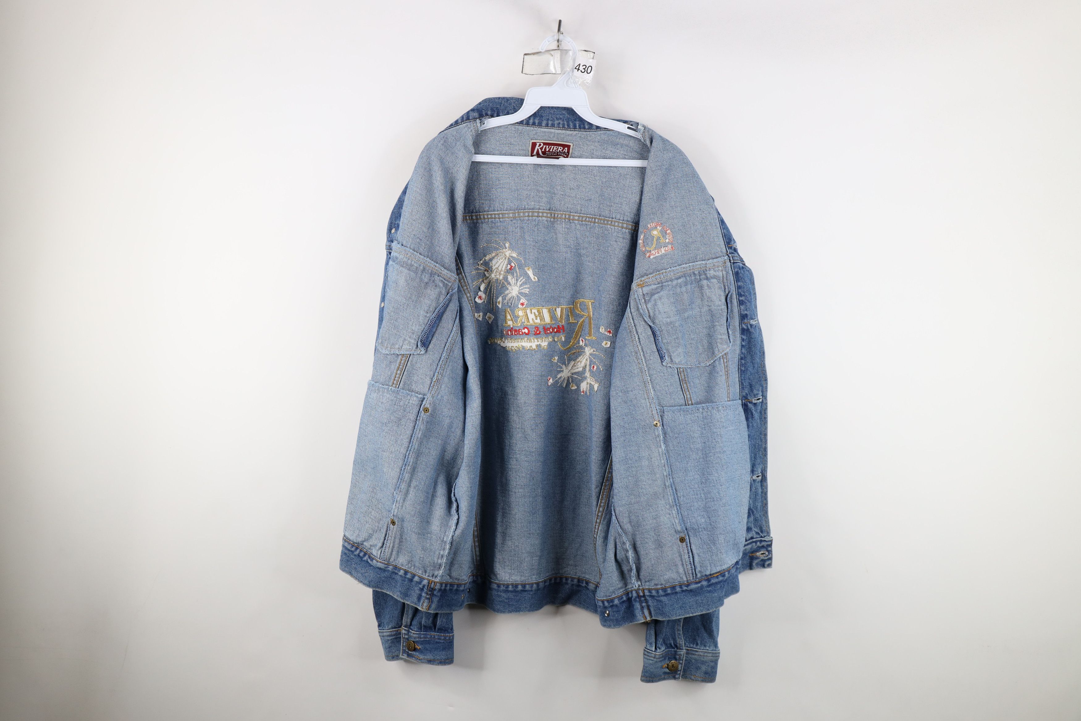 Vintage Vintage 90s Streetwear Riviera Casino Denim Trucker Jacket Size US XXL / EU 58 / 5 - 10 Thumbnail