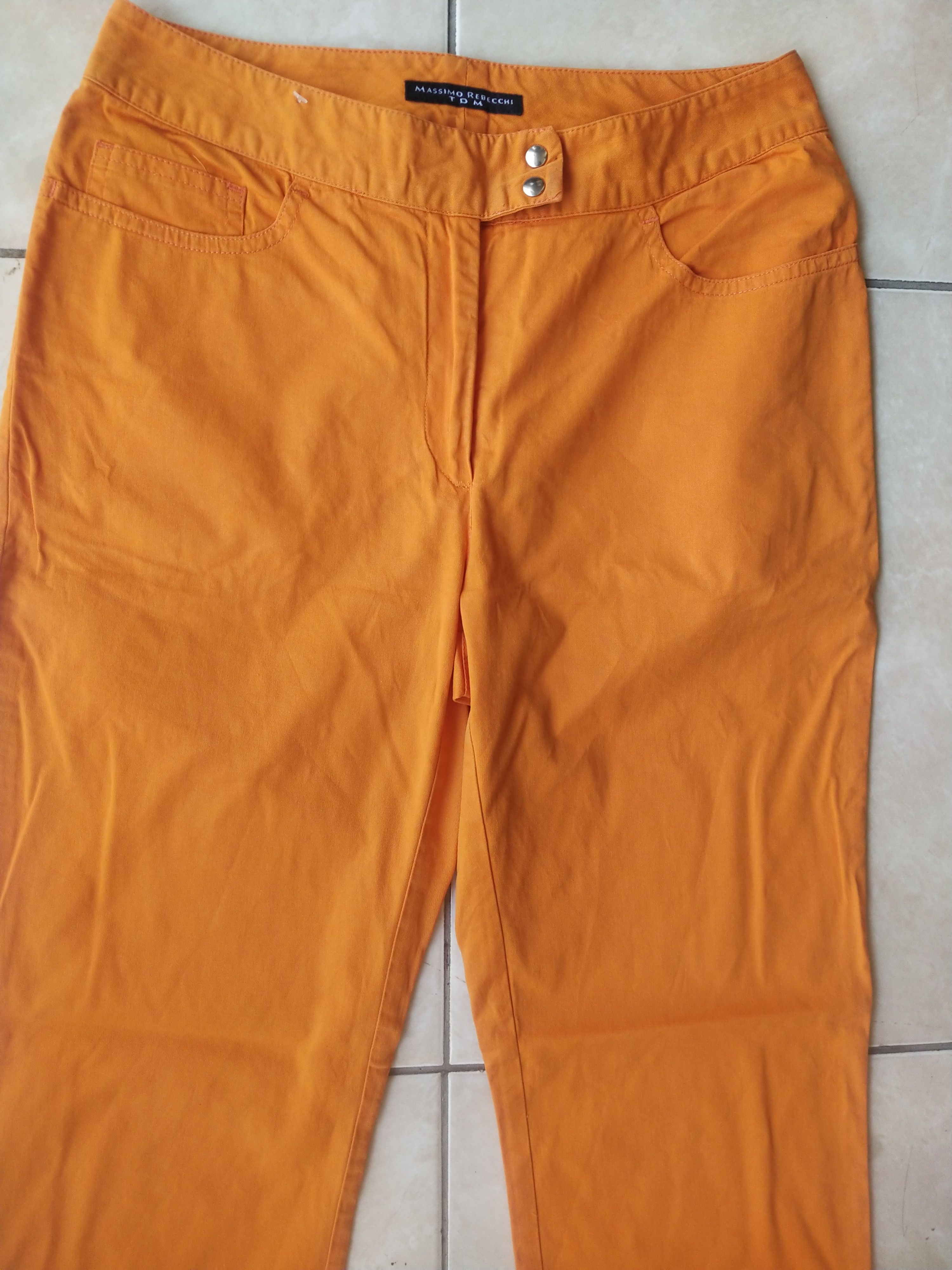 Vintage Massimo Rebecchi Orange Stretch Pants Woman Made in Italy Size 27" / US 4 / IT 40 - 2 Thumbnail