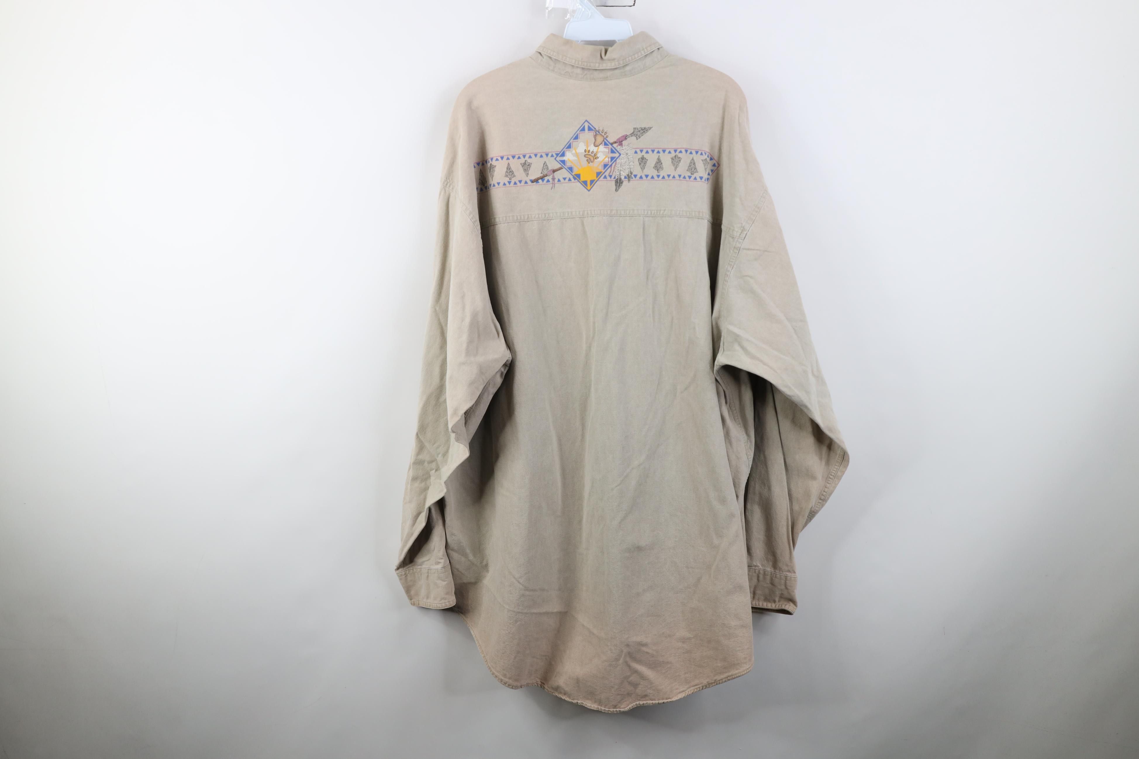 Vintage Vintage 90s Streetwear Stonewash Southwestern Feather Shirt Size US XXL / EU 58 / 5 - 12 Thumbnail