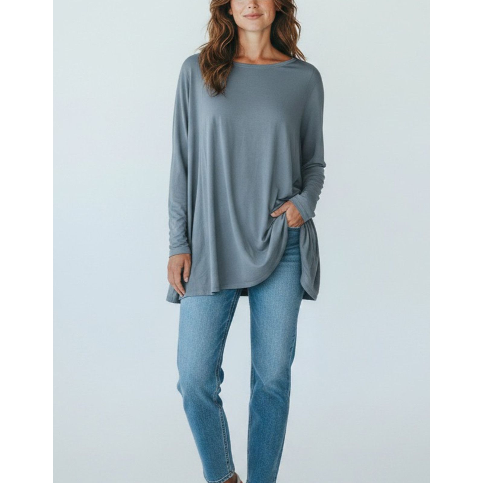 Eileen Fisher EILEEN FISHER Jersey Crew Neck Long Sleeve Tunic Top Size XL Size XL / US 12-14 / IT 48-50 - 1 Thumbnail