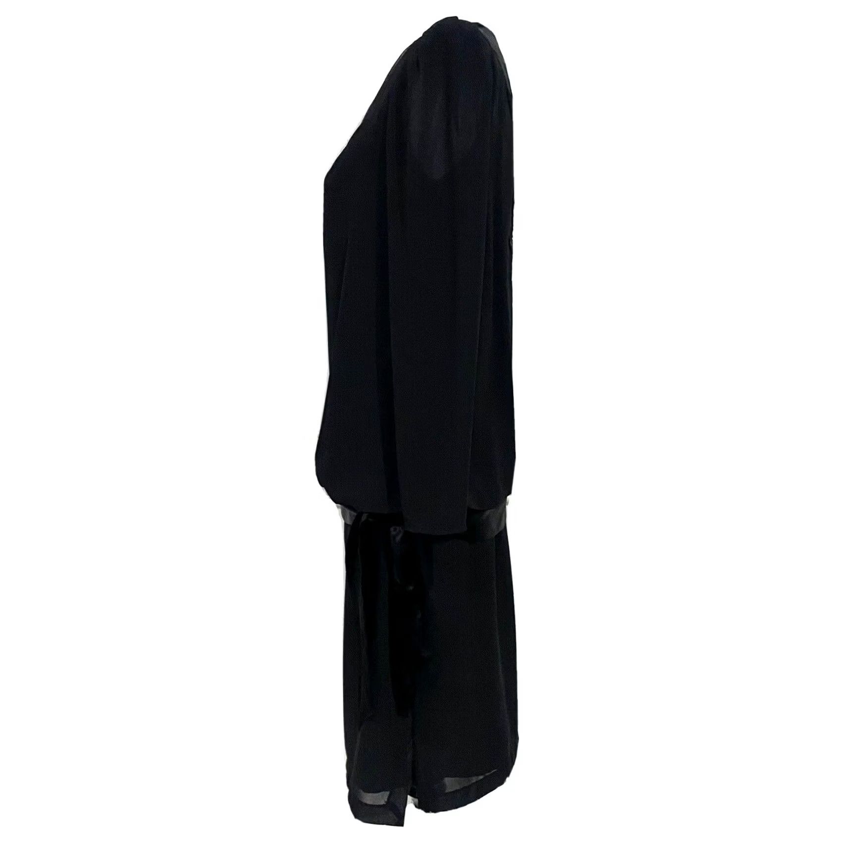 Diane von Furstenberg Diane von Furstenberg Black Dress Vintage 80s 90s Drop Waist Shift Long Sleeve 6 Dress Womens Size M / US 6-8 / IT 42-44 - 5 Thumbnail