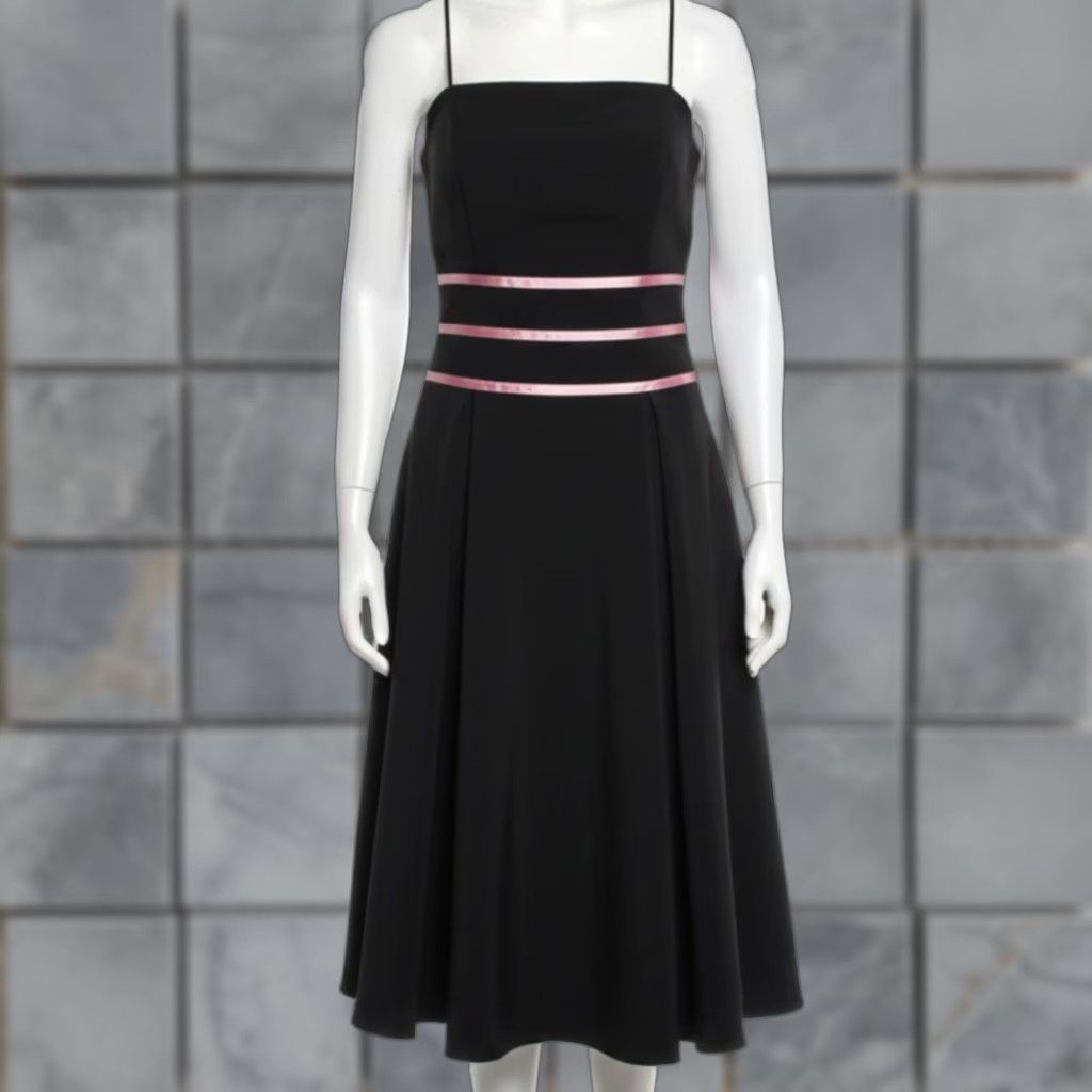 Vintage Y2K B. Smart Midi Dress Juniors 5 Black Pink Sleeveless A-Line Fit & Flare Party Cocktail Prom Retro Coquette Womens Size S / US 4 / IT 40 - 1 Thumbnail