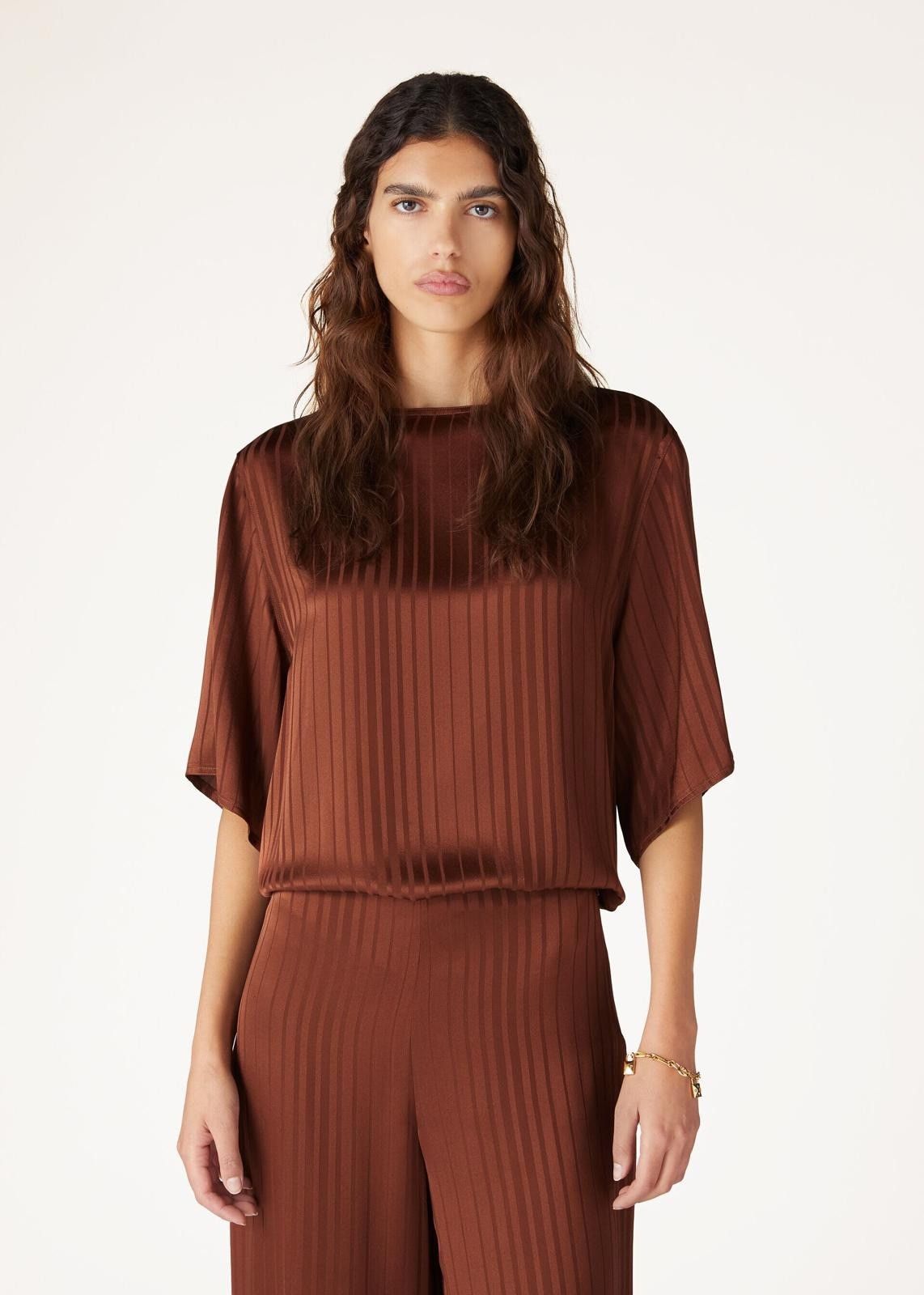Loro Piana o1srvl11e0725 FAN8468 Mara Silk T-Shirt in Brown Size S / US 4 / IT 40 - 3 Thumbnail