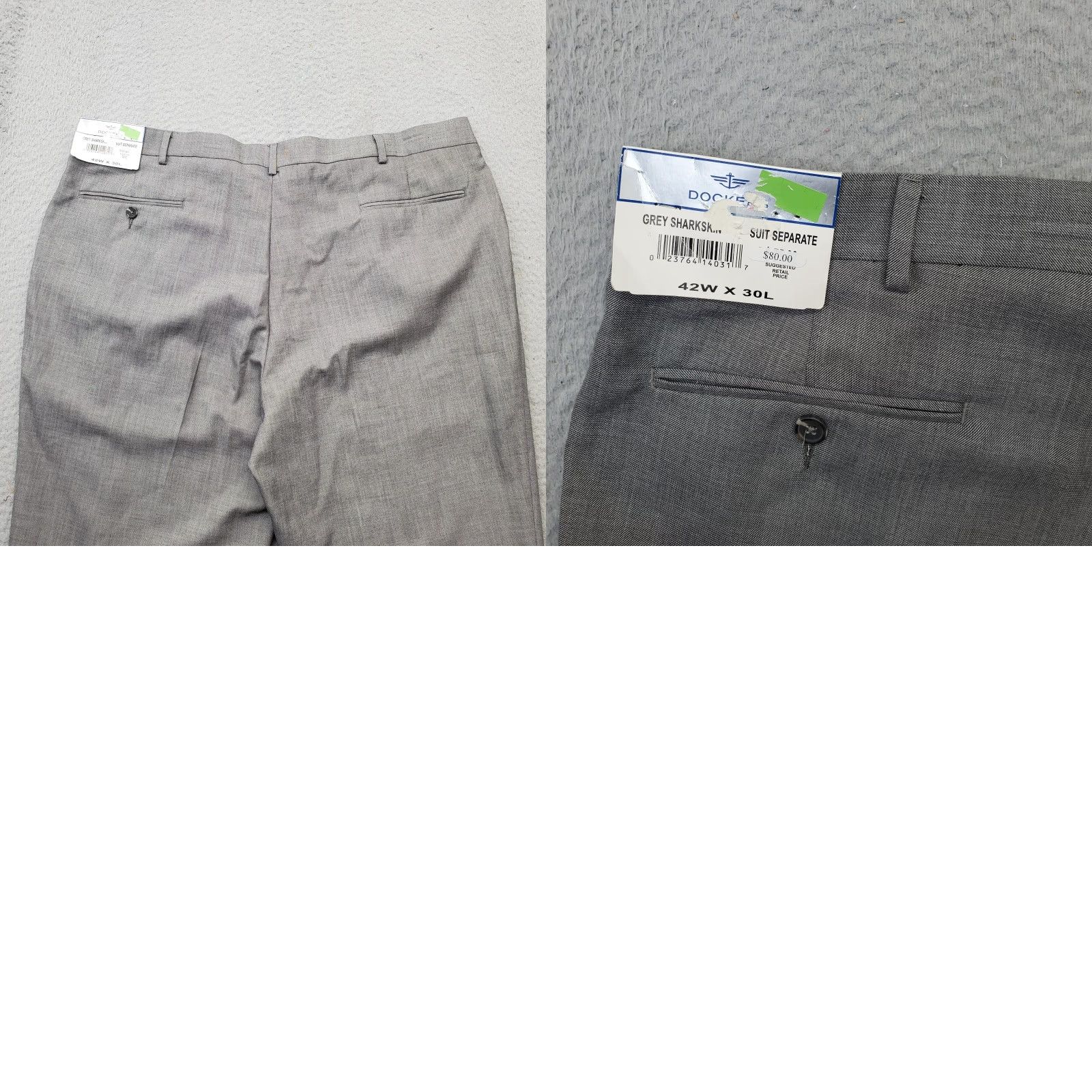 Dockers Dockers Mens Gray Pleated Dress Pant 42x30 Regular Fit Straight Cuffed Size US 42 / EU 58 - 8 Thumbnail