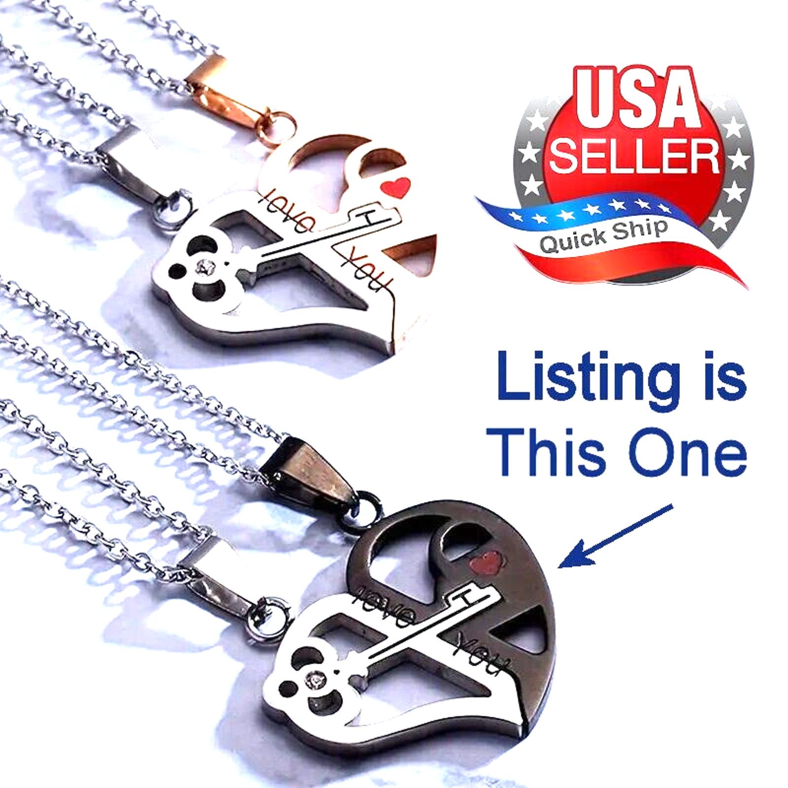 Other I Love You Pendant Necklace •Interlocking Heart Key 2 Pc Set Size ONE SIZE - 3 Thumbnail