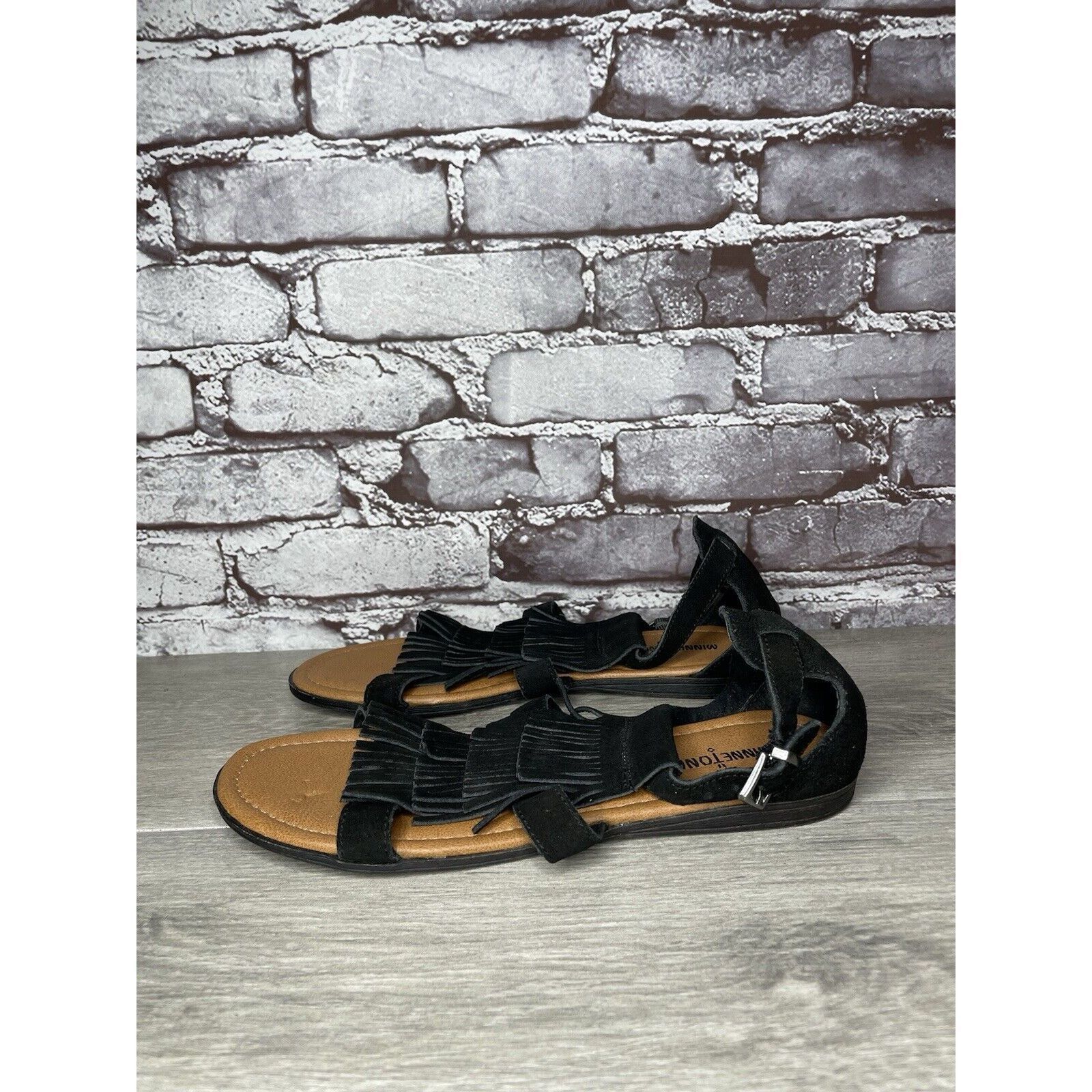 Minnetonka Minnetonka Maui 71302 Black Suede Leather Ankle Strap Flats Size US 10 / IT 40 - 20 Thumbnail