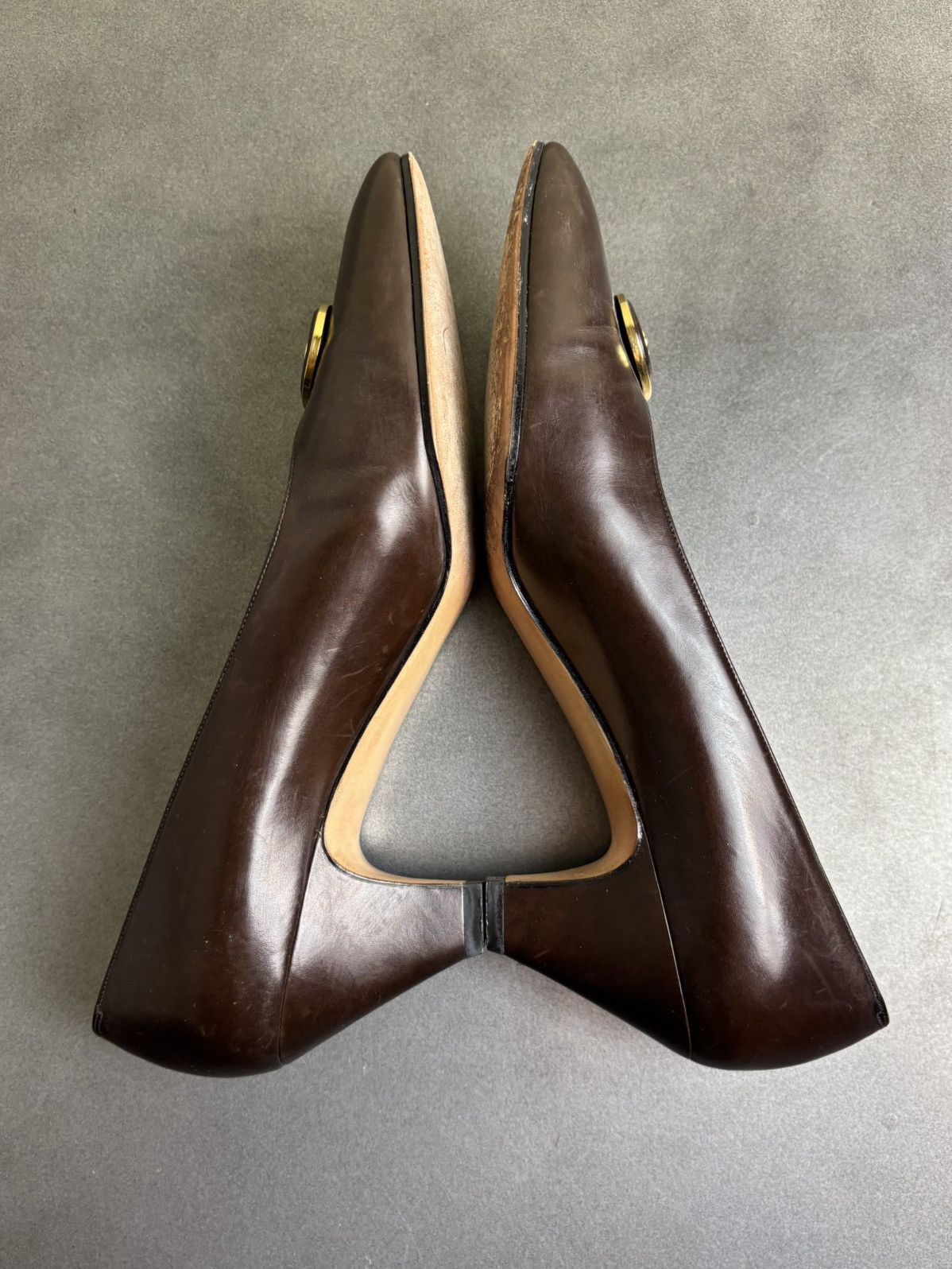 Salvatore Ferragamo × Vintage Vintage Ferragamo Heels Brown Leather Slip On 1980s Box Size US 9.5 / IT 39.5 - 12 Thumbnail