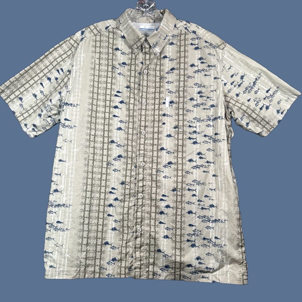 Vintage Columbia PFG Short Sleeve Shirt Mens L Performance Fishing Gear Fish Print Shirt Size US L / EU 52-54 / 3 - 1 Thumbnail