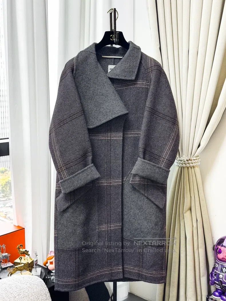 Hermes Hermes Gray Striped Plaid Cashmere Coat Jacket Size XXS / US 00 / IT 34 - 2 Thumbnail