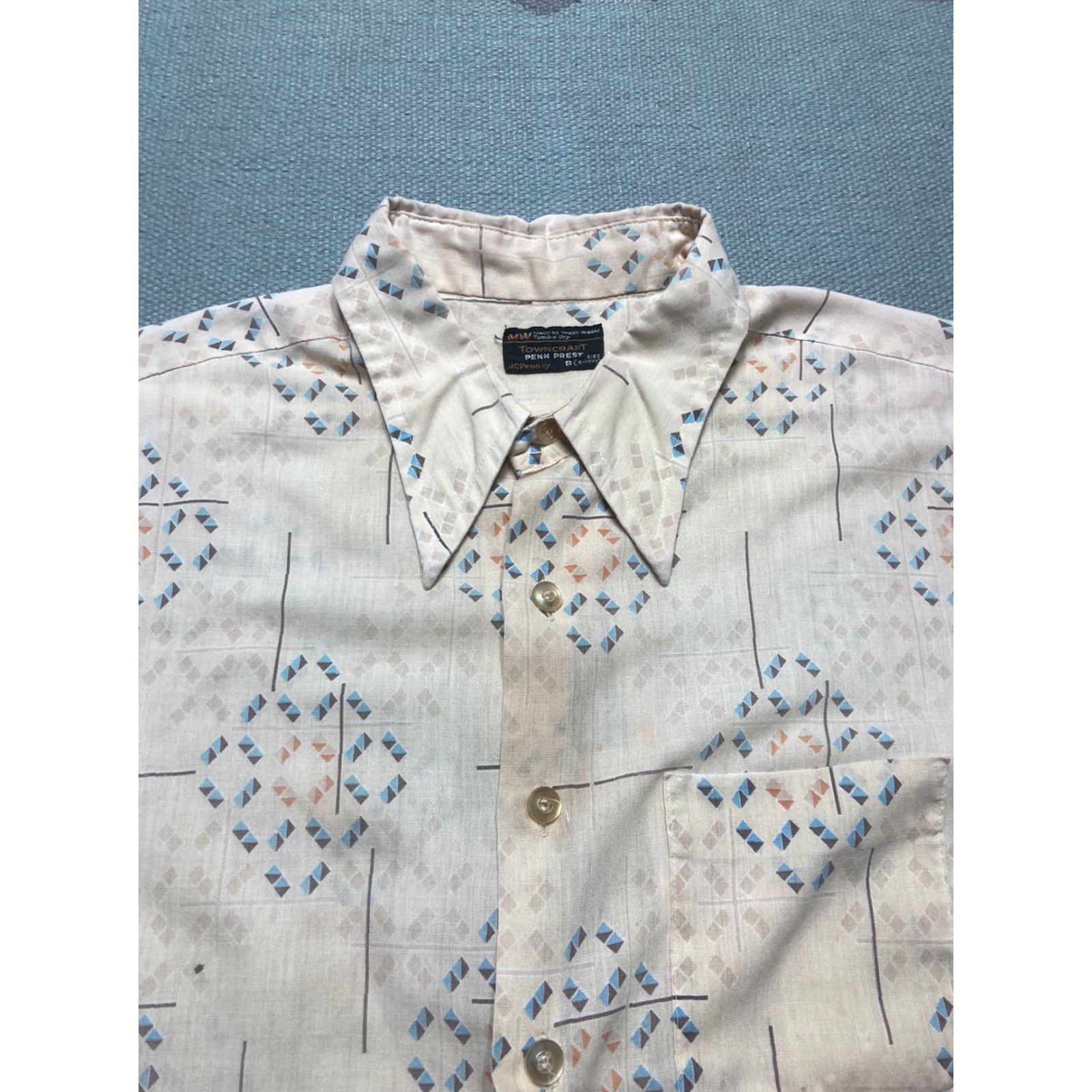 Vintage VINTAGE Towncraft Shirt Geometric Diamonds 3XL Short Sleeve Size US XXL / EU 58 / 5 - 7 Thumbnail