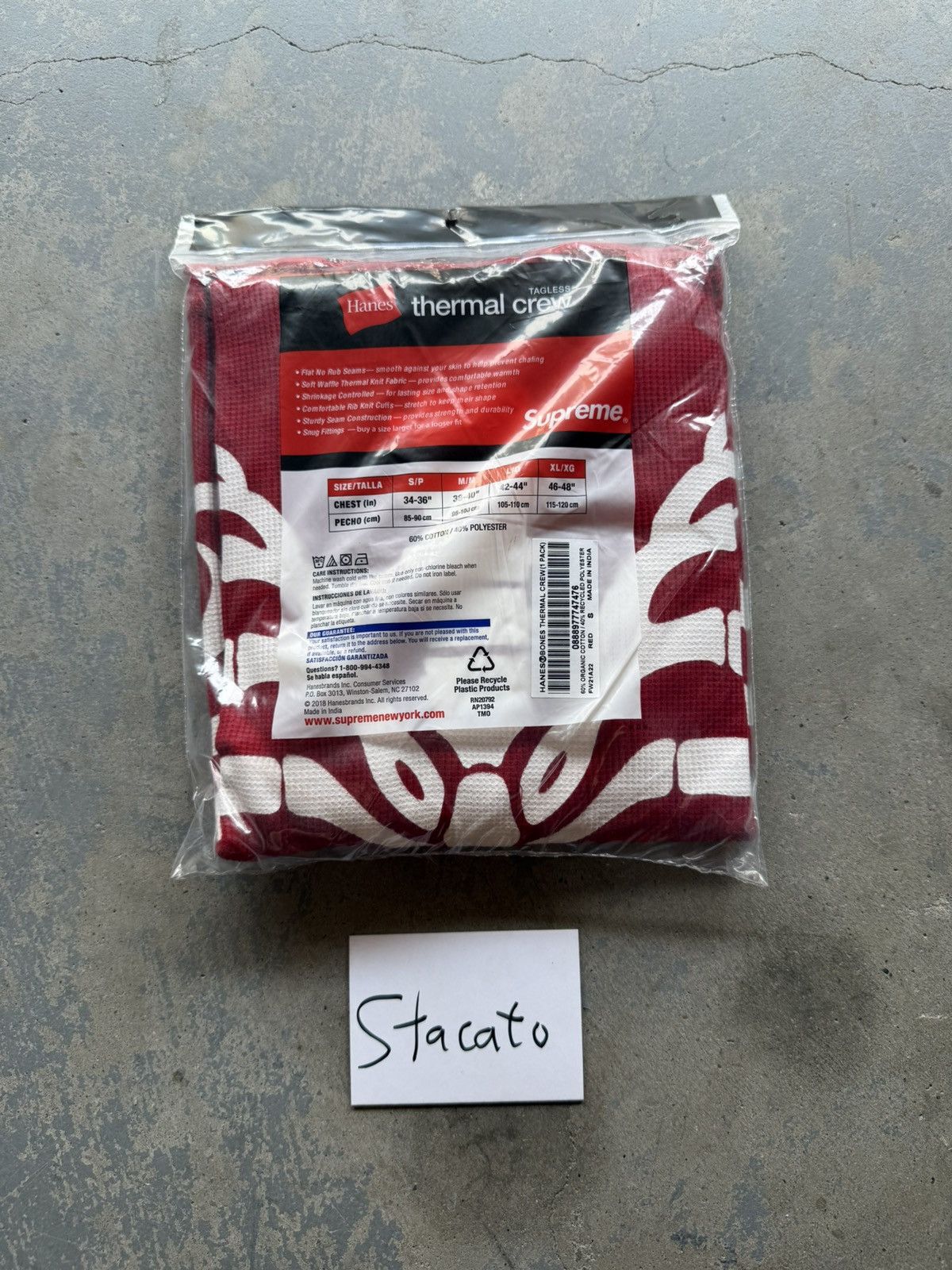 Hanes × Supreme Supreme x Hanes Bone Thermal Crew Red FW21 Size US S / EU 44-46 / 1 - 10 Thumbnail
