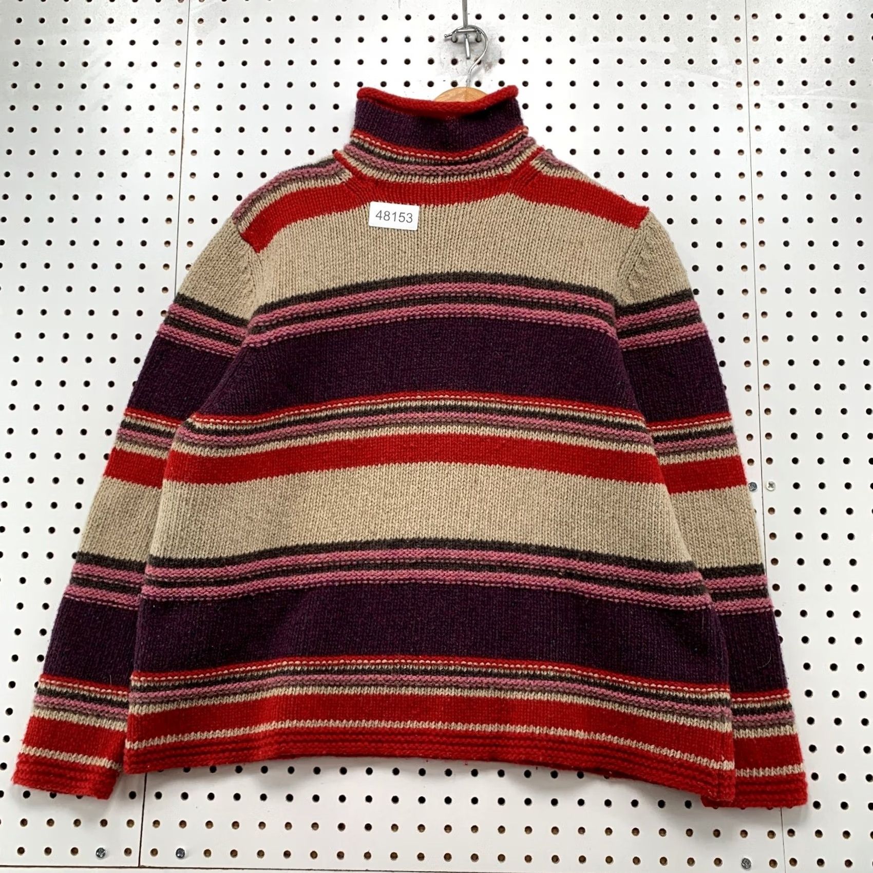 Eddie Bauer Eddie Bauer Wool Turtleneck Sweater Womens XL Red Striped Knit Lambswool Size XL / US 12-14 / IT 48-50 - 2 Thumbnail