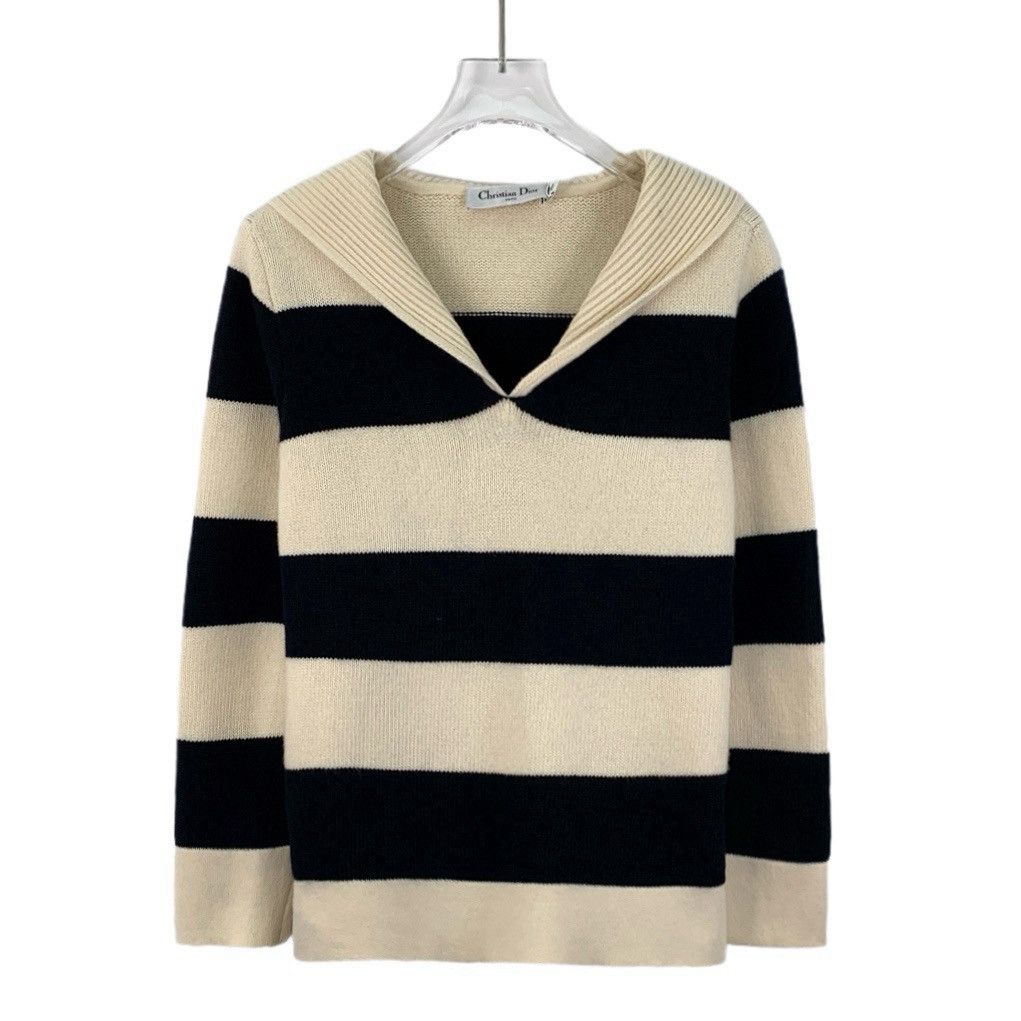 Dior Dior Colorblocked Striped Wool V-Neck Sweatshirt Size S / US 4 / IT 40 - 1 Thumbnail
