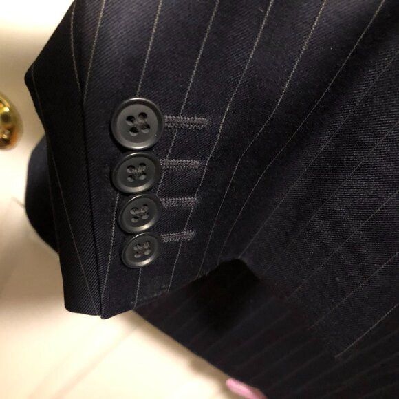 Saks Fifth Avenue Saks fifth avenue men's navy 100%wool 2pc suit size:46R Size 46R - 12 Thumbnail