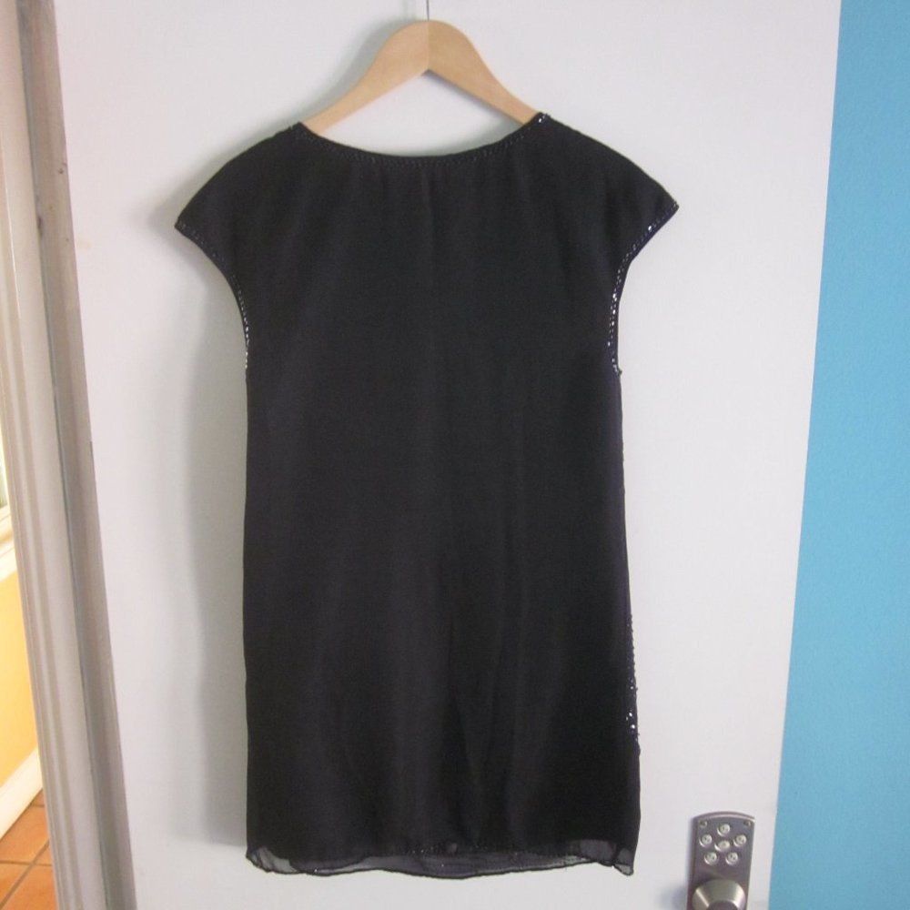 PRINCESS POLLY Bizz Princess Black Silk Dress Size S Beaded Leaf Pattern em Size S / US 4 / IT 40 - 8 Thumbnail