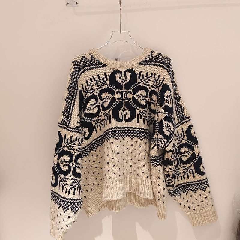 Celine Celine Jacquard Knit Sweater Size S Size S / US 4 / IT 40 - 1 Thumbnail