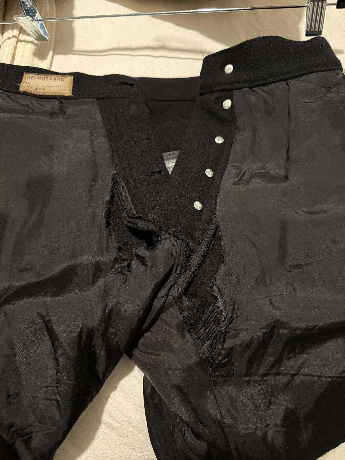 Helmut Lang Helmut Lang 1997 Rubber Strip Black Wool Pants Size US 30 / EU 46 - 10 Thumbnail
