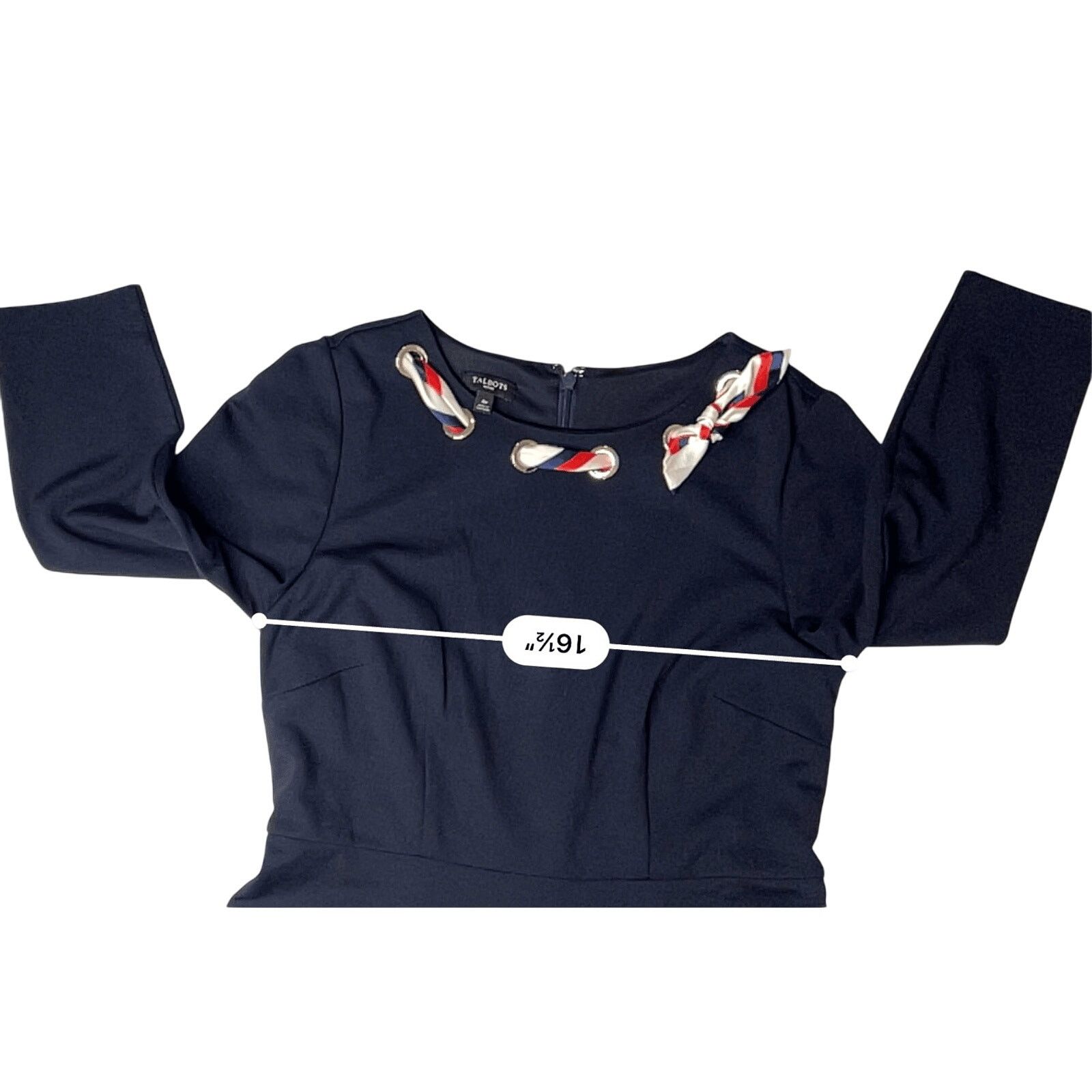Other Talbots Petite 50s Scarf Dress Blue Ponte Fit & Flare 4P Size S / US 4 / IT 40 - 6 Thumbnail