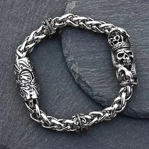Jewelry Retro King Skull Snake Bracelet Size ONE SIZE - 2 Thumbnail