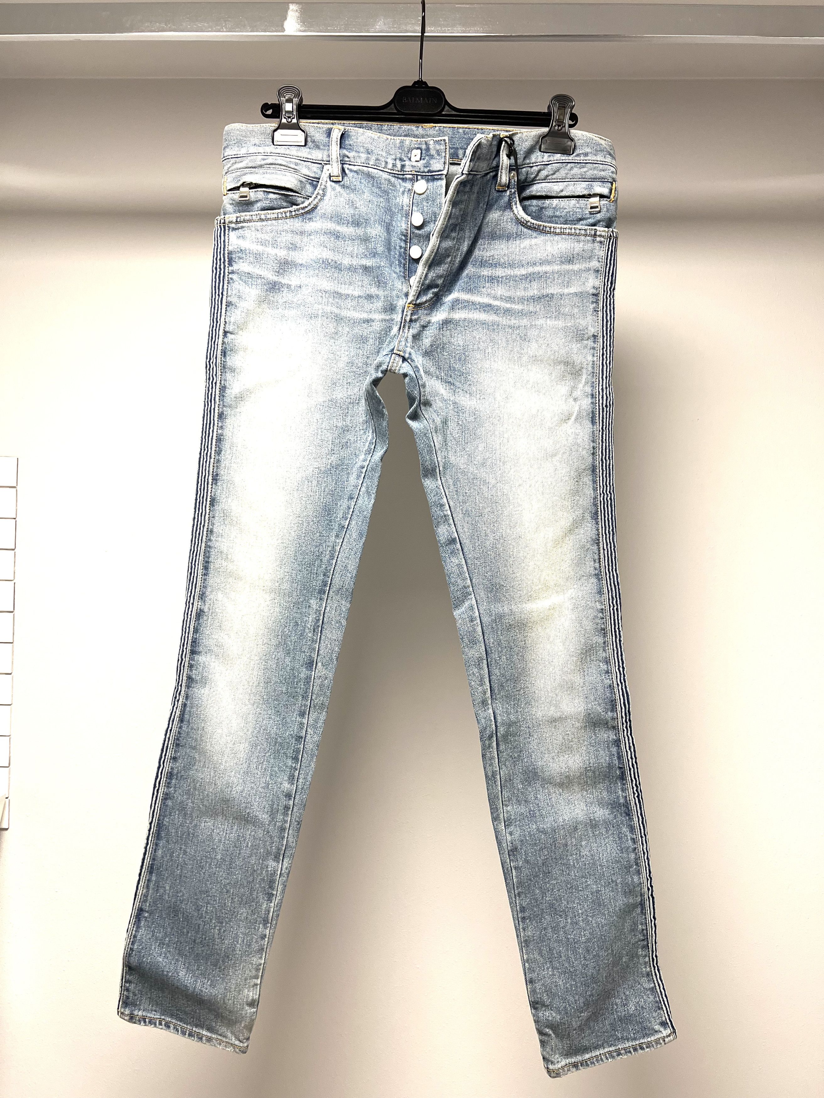 Balmain NEW, BALMAIN PARIS BLUE RIBBED DENIM JEANS SS17 Size US 33 - 5 Thumbnail