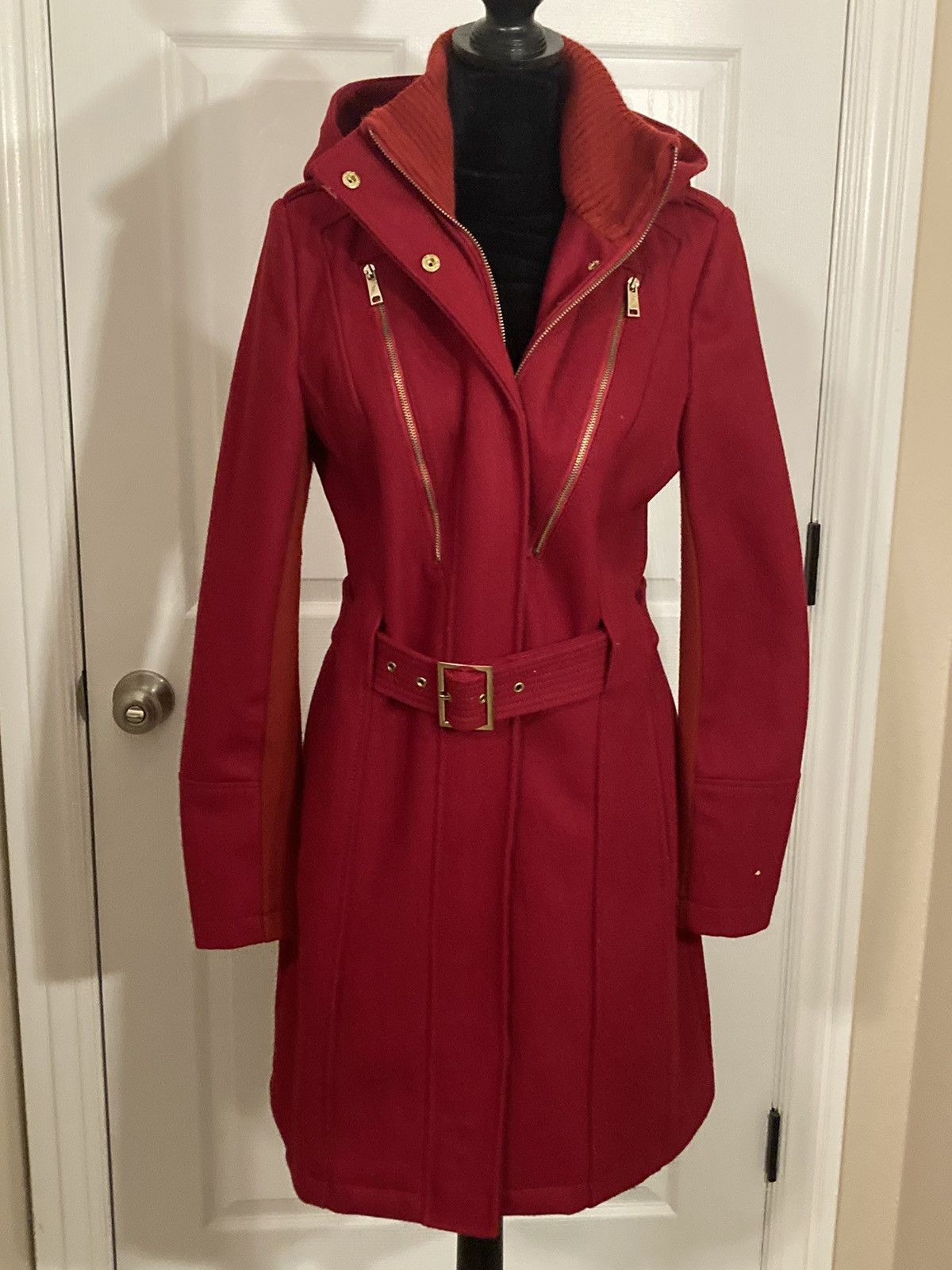 Miss sixty vintage 90s red wool blend coat with hood