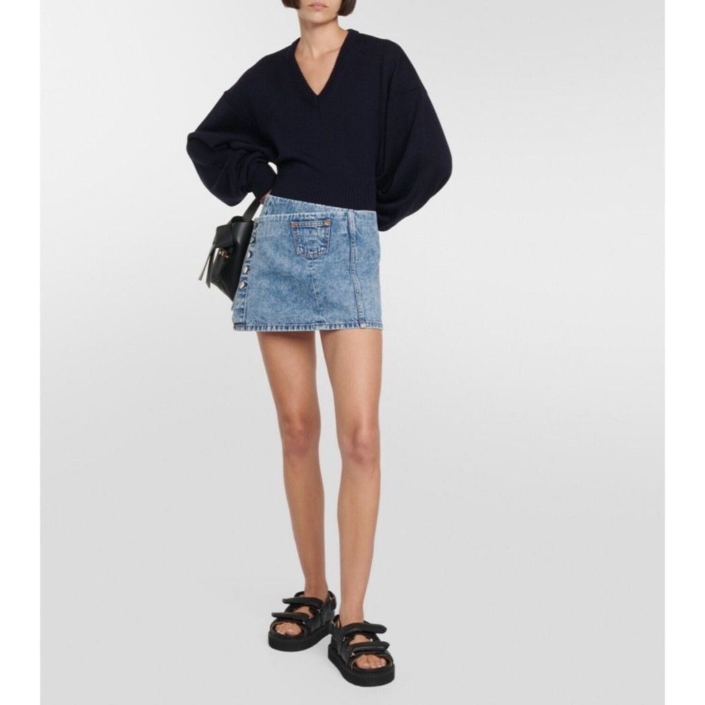 The Unbranded Brand NWT Re/Done Wrap Denim Mini Skirt Size 27 Size 28" / US 6 / IT 42 - 1 Thumbnail