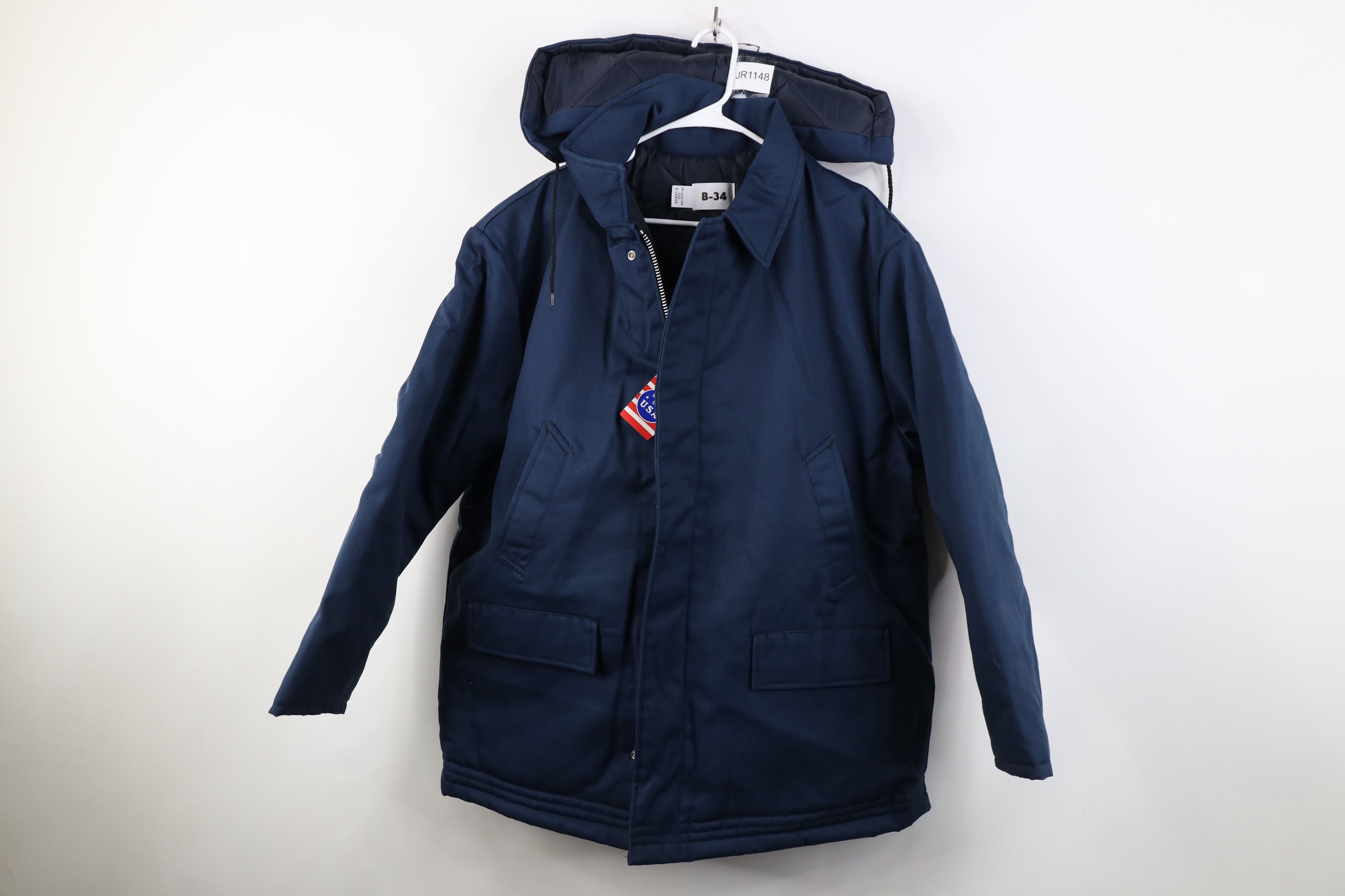 Vintage Deadstock Vintage 90s Military Puffer Hooded Jacket Blue USA Size US XL / EU 56 / 4 - 1 Thumbnail