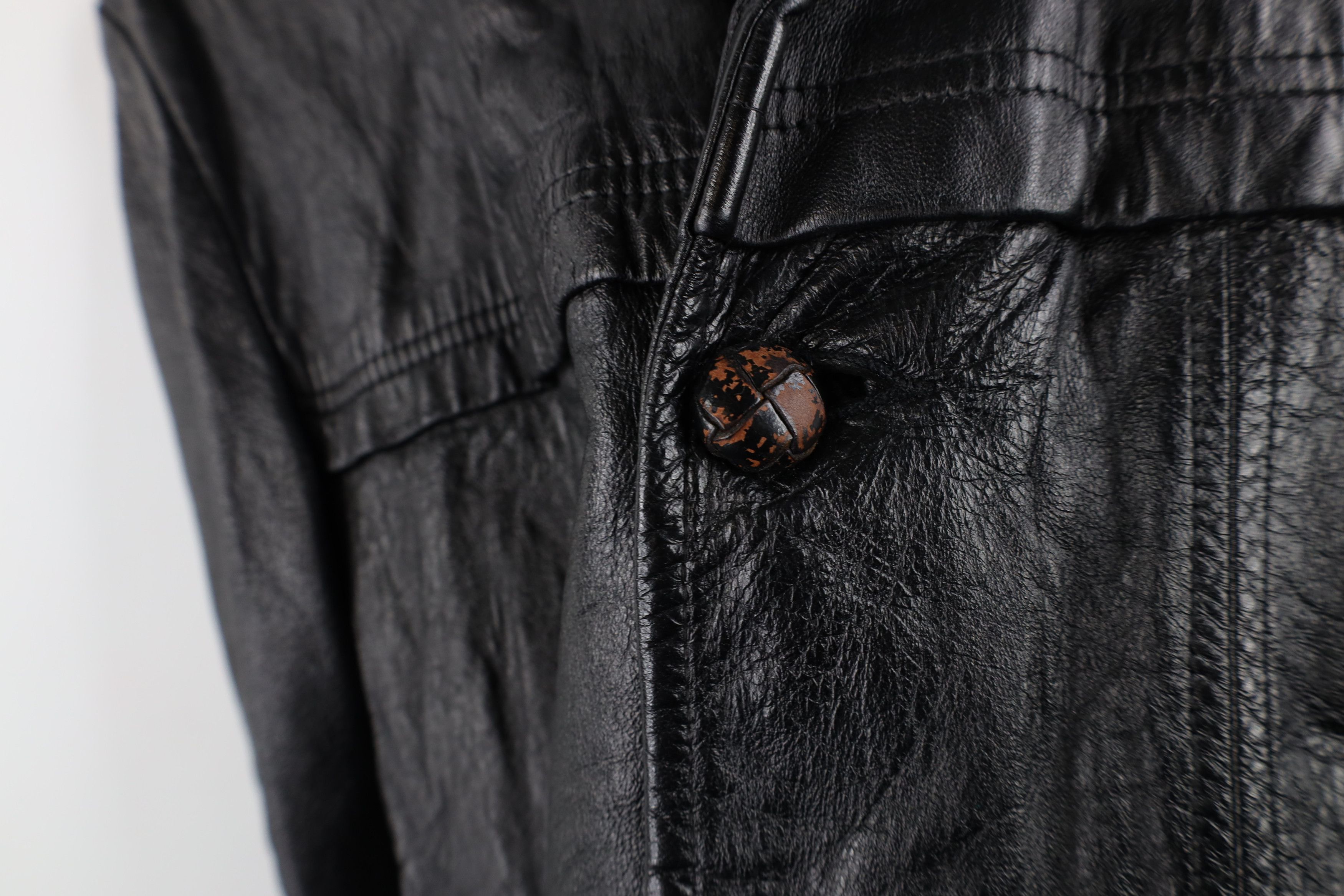 Vintage Vintage 70s Streetwear Full Button Leather Jacket Black Size US L / EU 52-54 / 3 - 6 Thumbnail