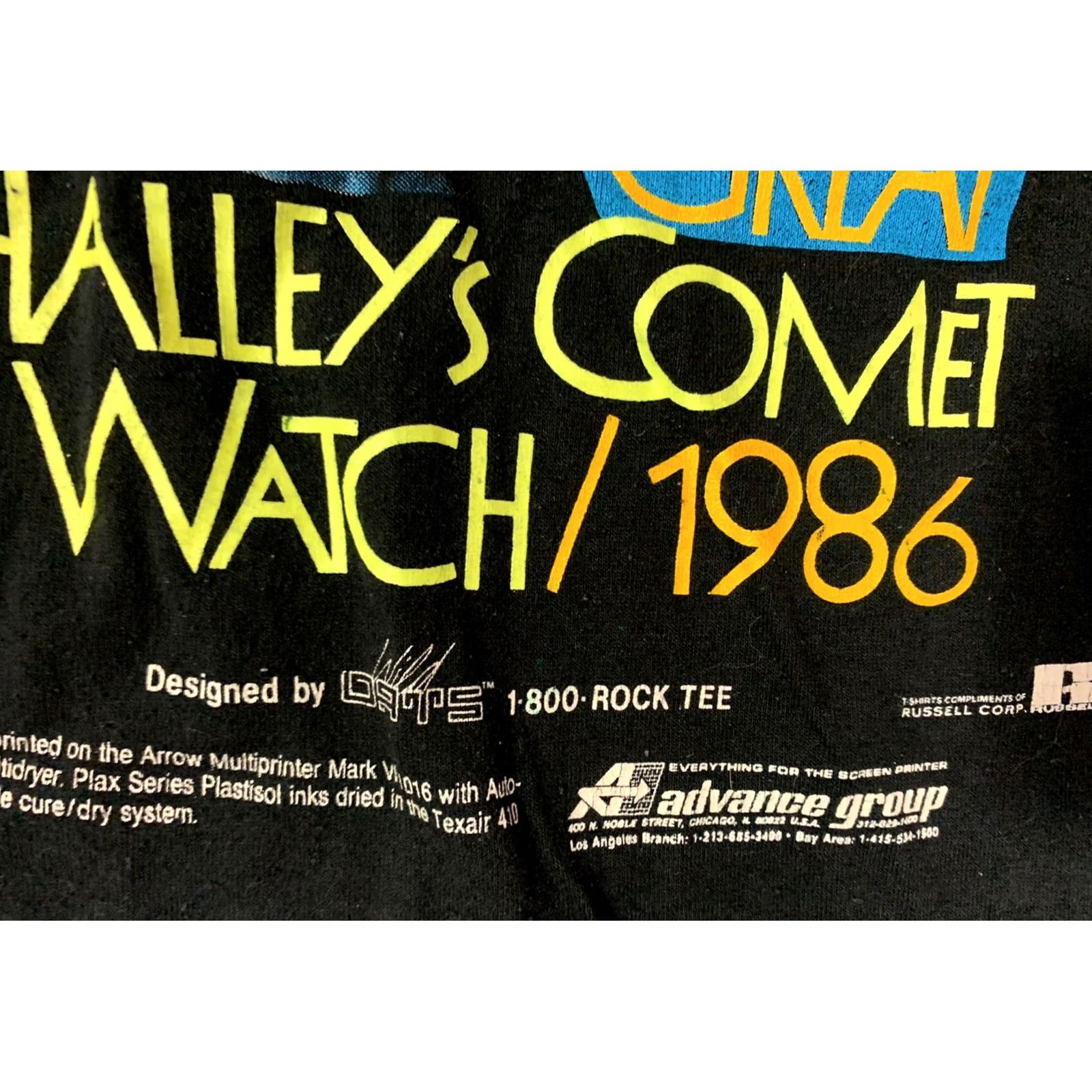Jerzees VINTAGE 80s The Great Halleys Comet Watch 1986 T Shirt Black Single Stitch Medium Mens Size US M / EU 48-50 / 2 - 2 Thumbnail