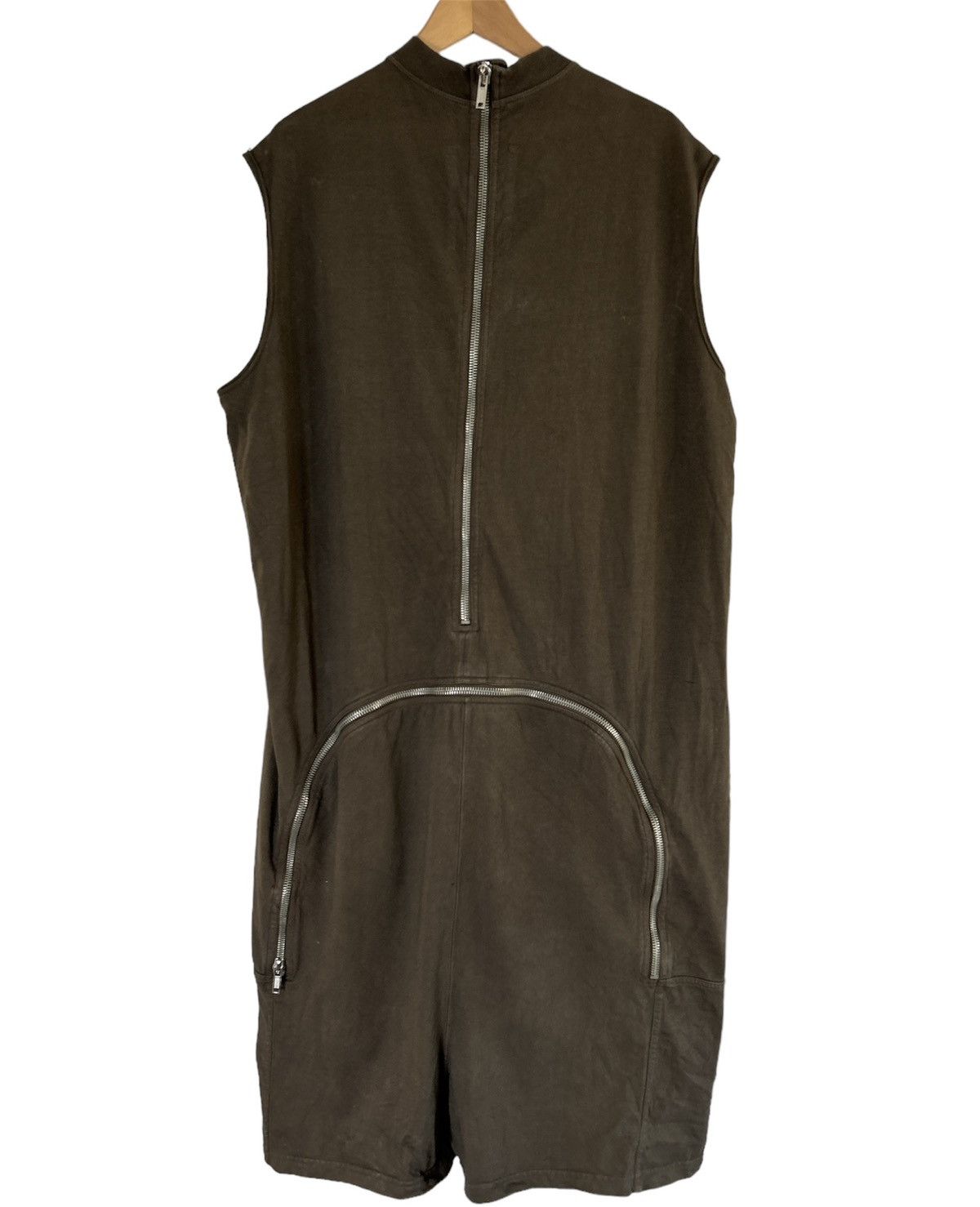image of Rick Owens Sleeveless Shorts Jumpsuit in Olive/Grey, Men's (Size 34)