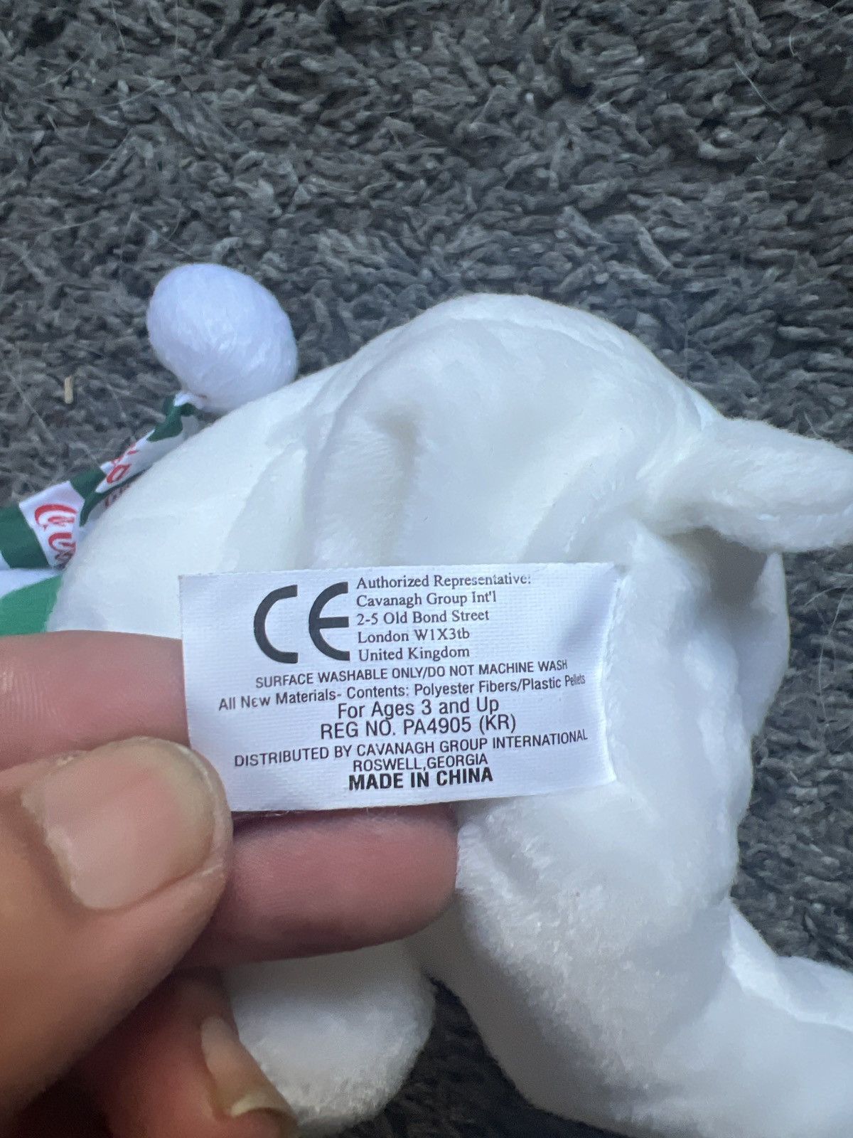 Coca Cola 1999 Coca-Cola Polar Bear In Long Striped Cap Bean Bag Plush Size ONE SIZE - 7 Thumbnail