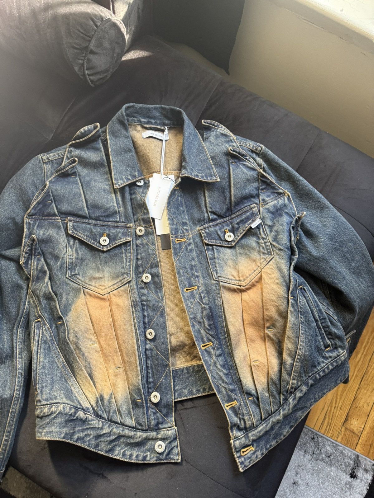 Juntae Kim Juntae Kim gathered denim jacket Size US S / EU 44-46 / 1 - 1 Thumbnail