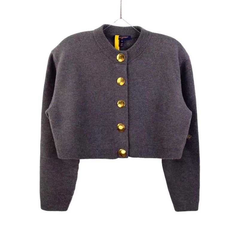 Louis Vuitton Louis Vuitton Gray Wool Cropped Cardigan 0089 Size XS / US 0-2 / IT 36-38 - 1 Thumbnail