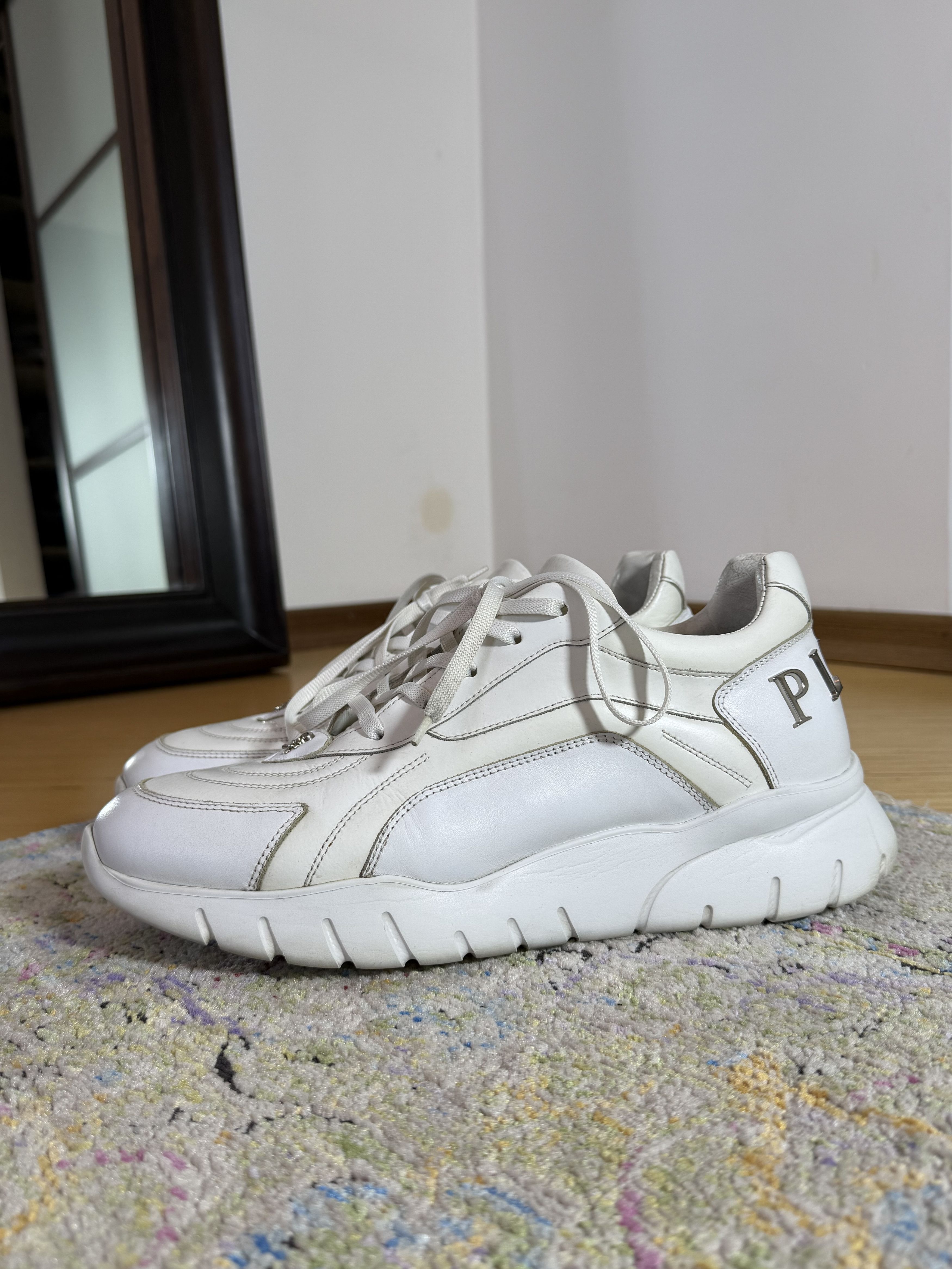 Philipp Plein Philipp Plein Runner White Logo Sneakers Size US 12 / EU 45 - 2 Thumbnail