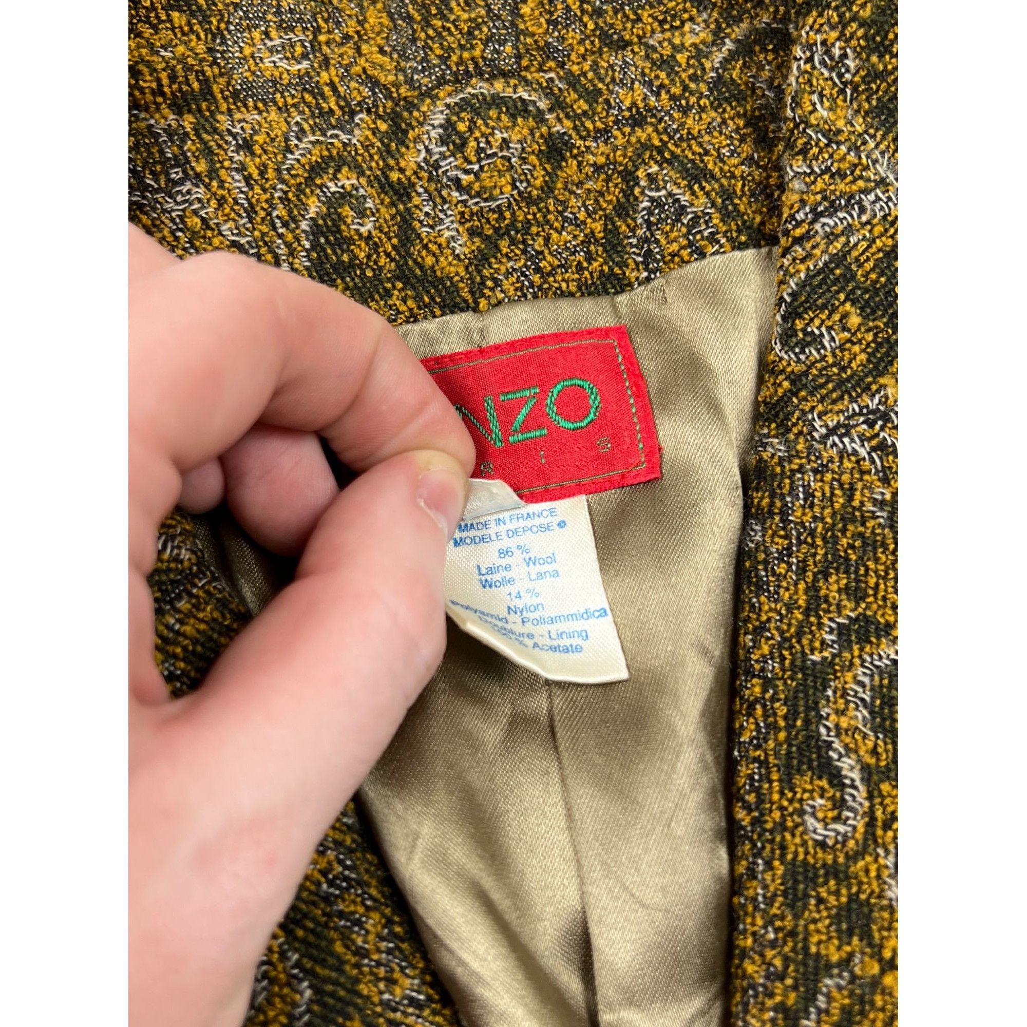 Kenzo Paris Abstract Pattern Tweed Coat (Y0680)
