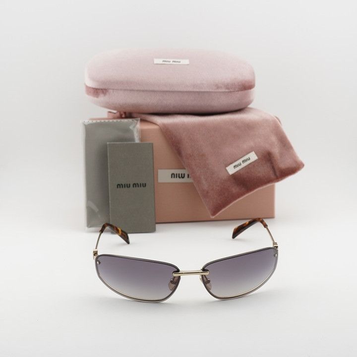 Miu Miu Miu Miu MUA50S ZVN30C Sunglasses Gold Rectangle Frame Size ONE SIZE - 11 Thumbnail