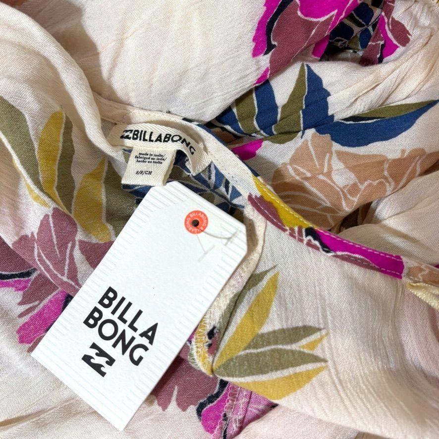 Billabong NEW Printed Floral Wrap Blouse Small CREAM Pink MULTICOLOR B Size S / US 4 / IT 40 - 5 Thumbnail