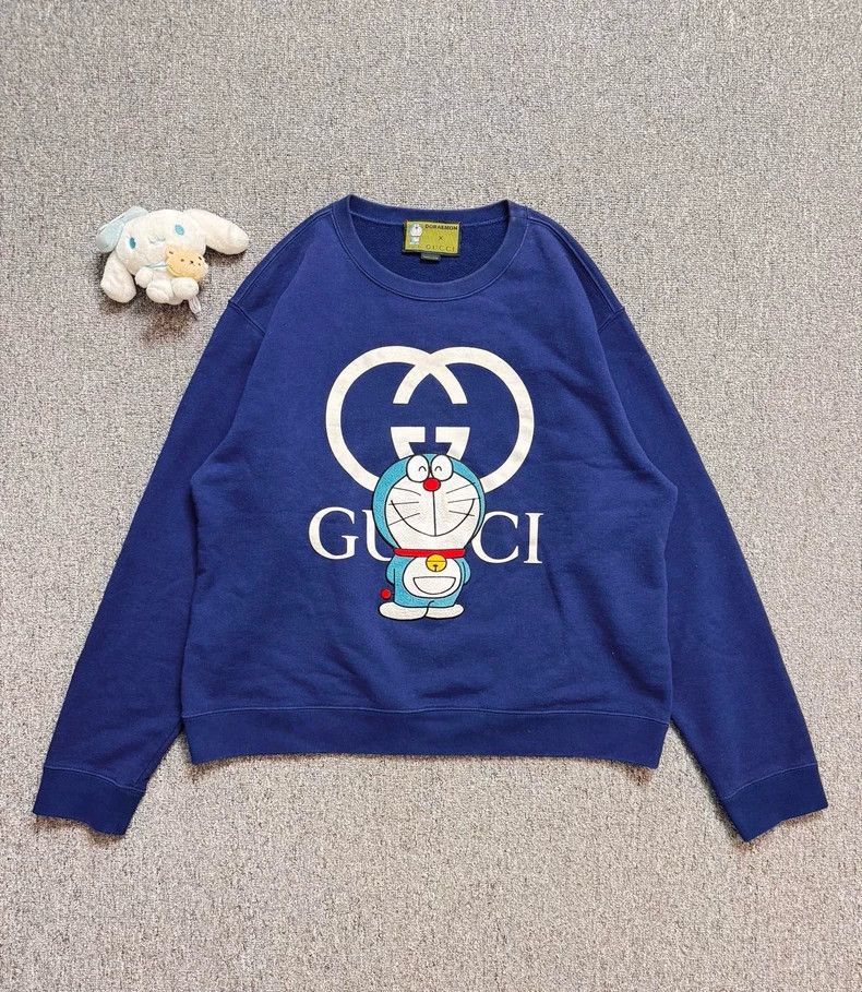 Gucci Gucci Blue embroidered Doraemon letter logo sweatshirt Size US M / EU 48-50 / 2 - 1 Thumbnail