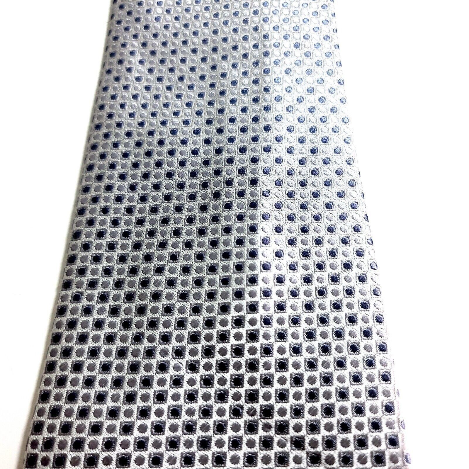 Designer Geoffrey Beene Silver White Gray Blue Geometric Woven Silk T Size ONE SIZE - 2 Thumbnail