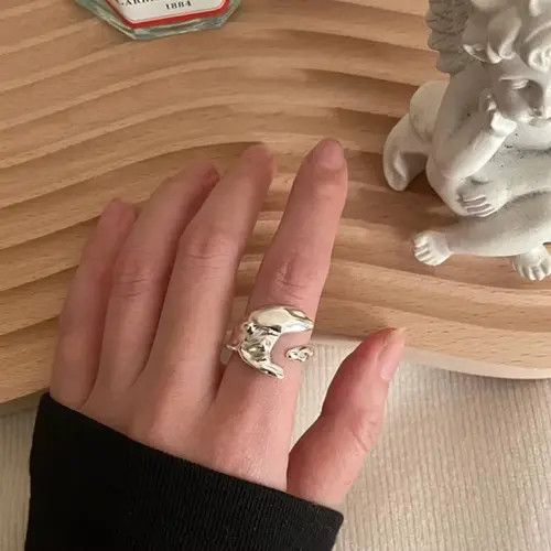 Vintage Minimalist Silver Plated Ring Jewelry Loop Geometric Size ONE SIZE - 2 Thumbnail
