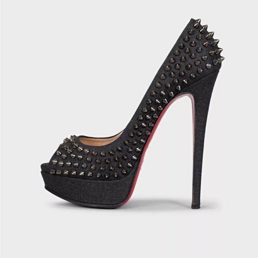 Christian Louboutin Christian LouboutinDenim Lady Peep Spikes Heels Sz. 39.5 Size US 8.5 / IT 38.5 - 1 Thumbnail