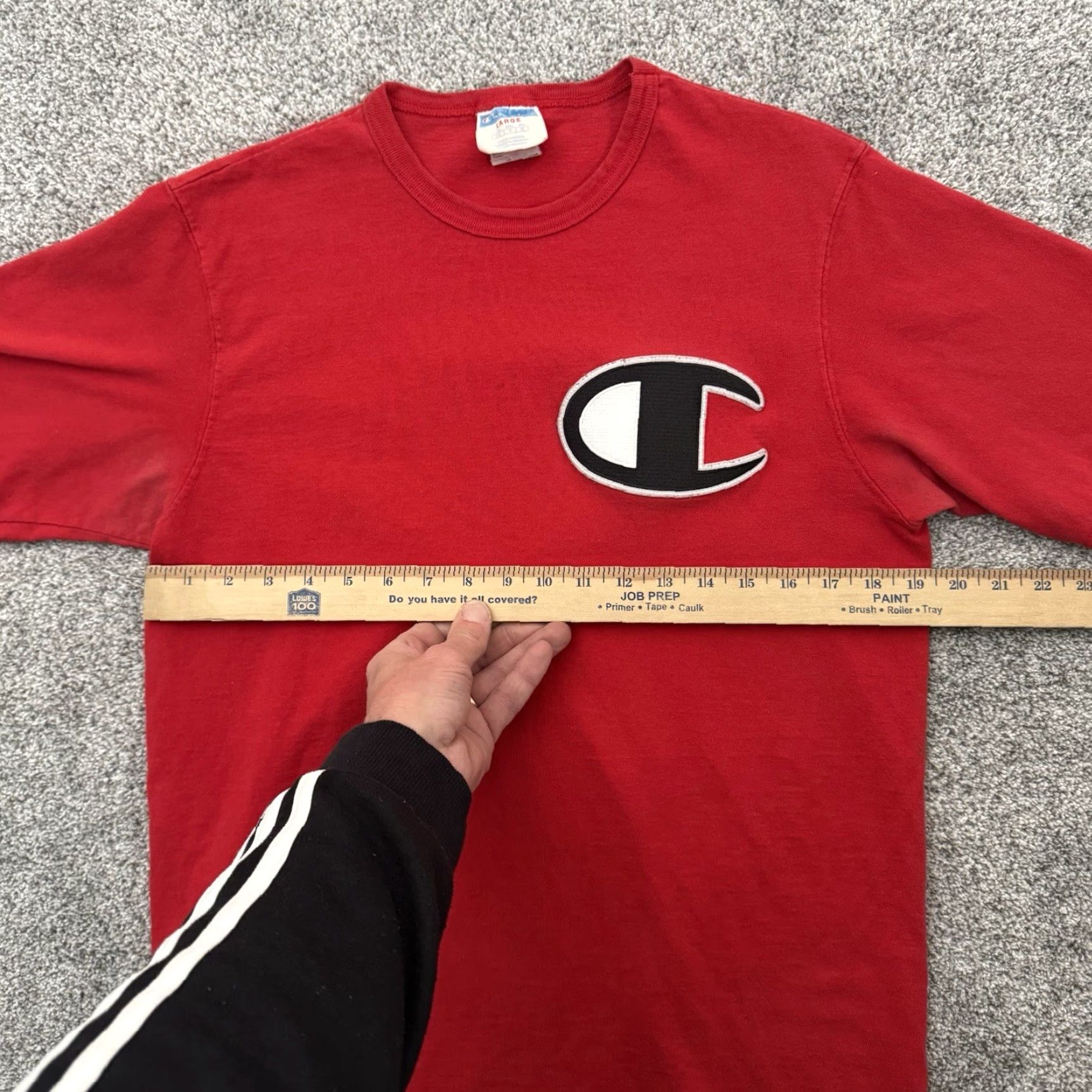 Champion VINTAGE Champion T Shirt Mens Sz Large Athletic Streetwear 90s Heritage Big Logo Red Cotton Jersey Short Sleeve Crew Neck Mens Size US L / EU 52-54 / 3 - 2 Thumbnail