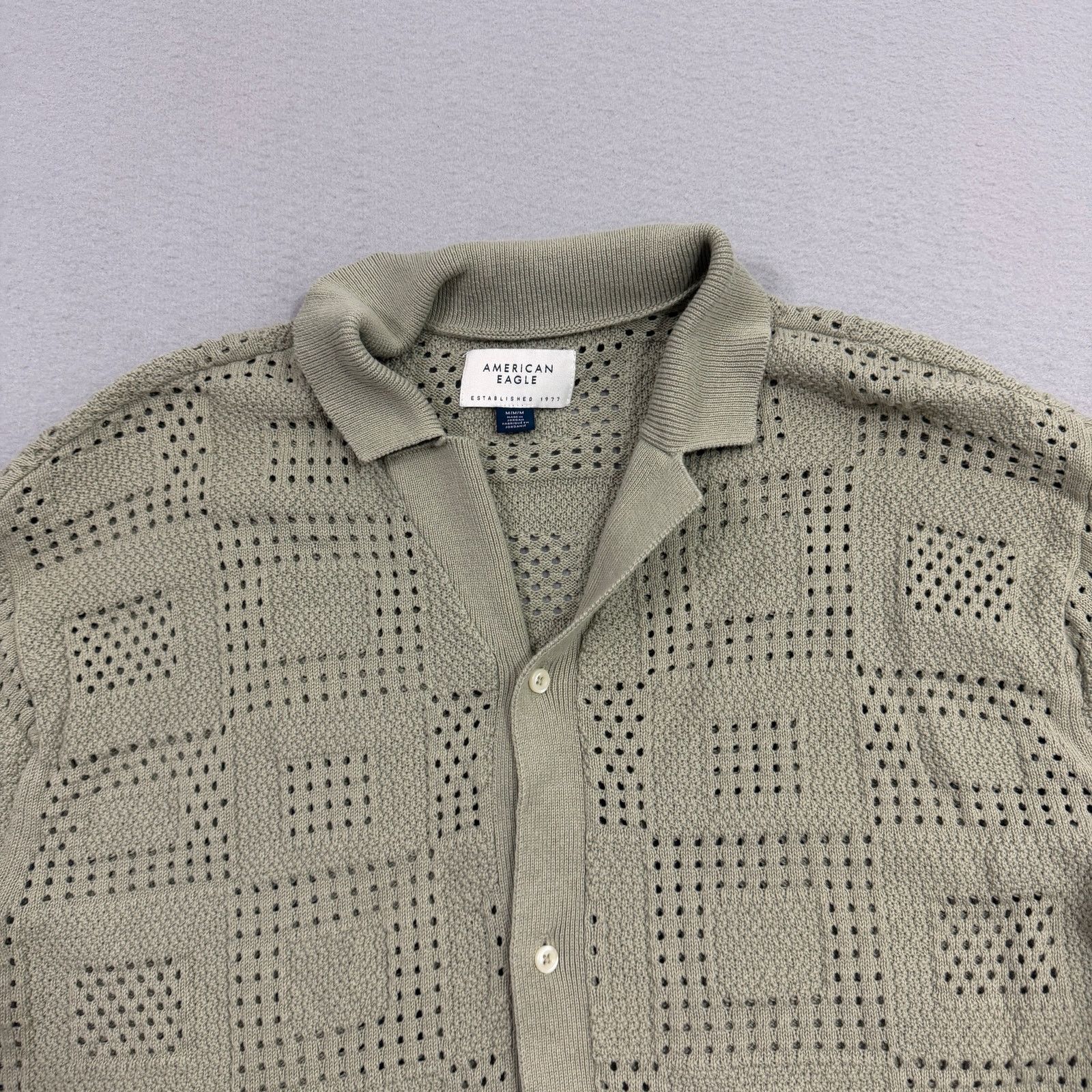 American Eagle Outfitters American Eagle Weekend Textured Checkerboard Sweater Polo Size US M / EU 48-50 / 2 - 3 Thumbnail