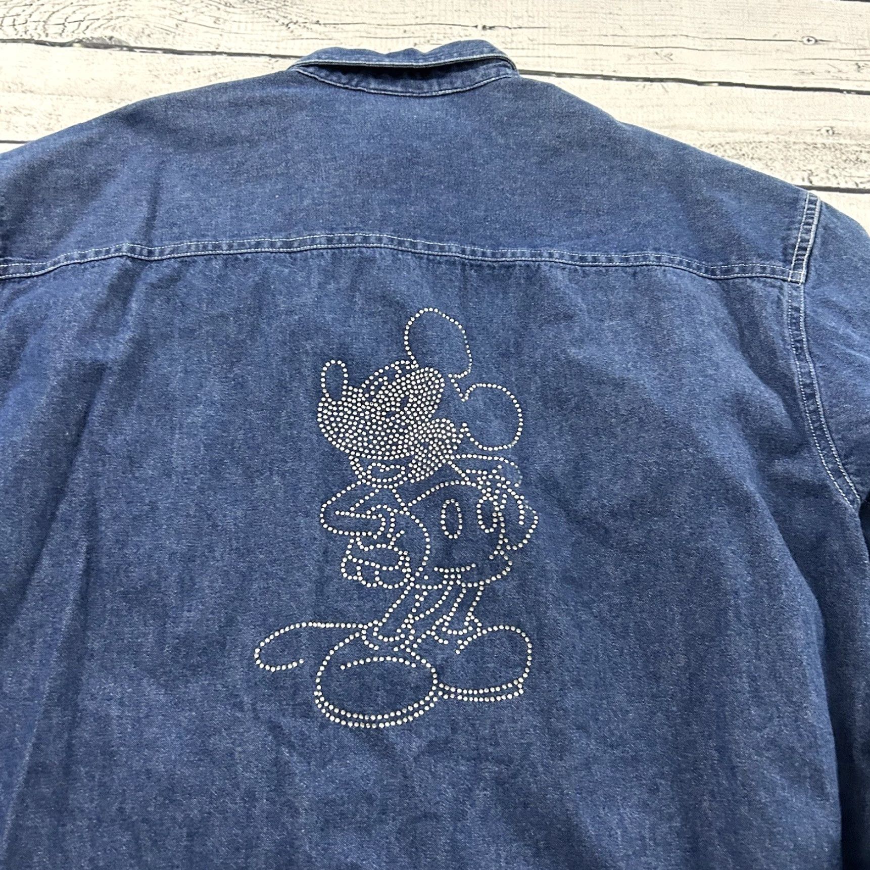 Disney Disney Mickey Long Sleeve Button-Up Denim Shirt Womens M Blue Denim Embroidered Collared Cotton 100% Shirt Ladies Small Way Size M / US 6-8 / IT 42-44 - 6 Thumbnail