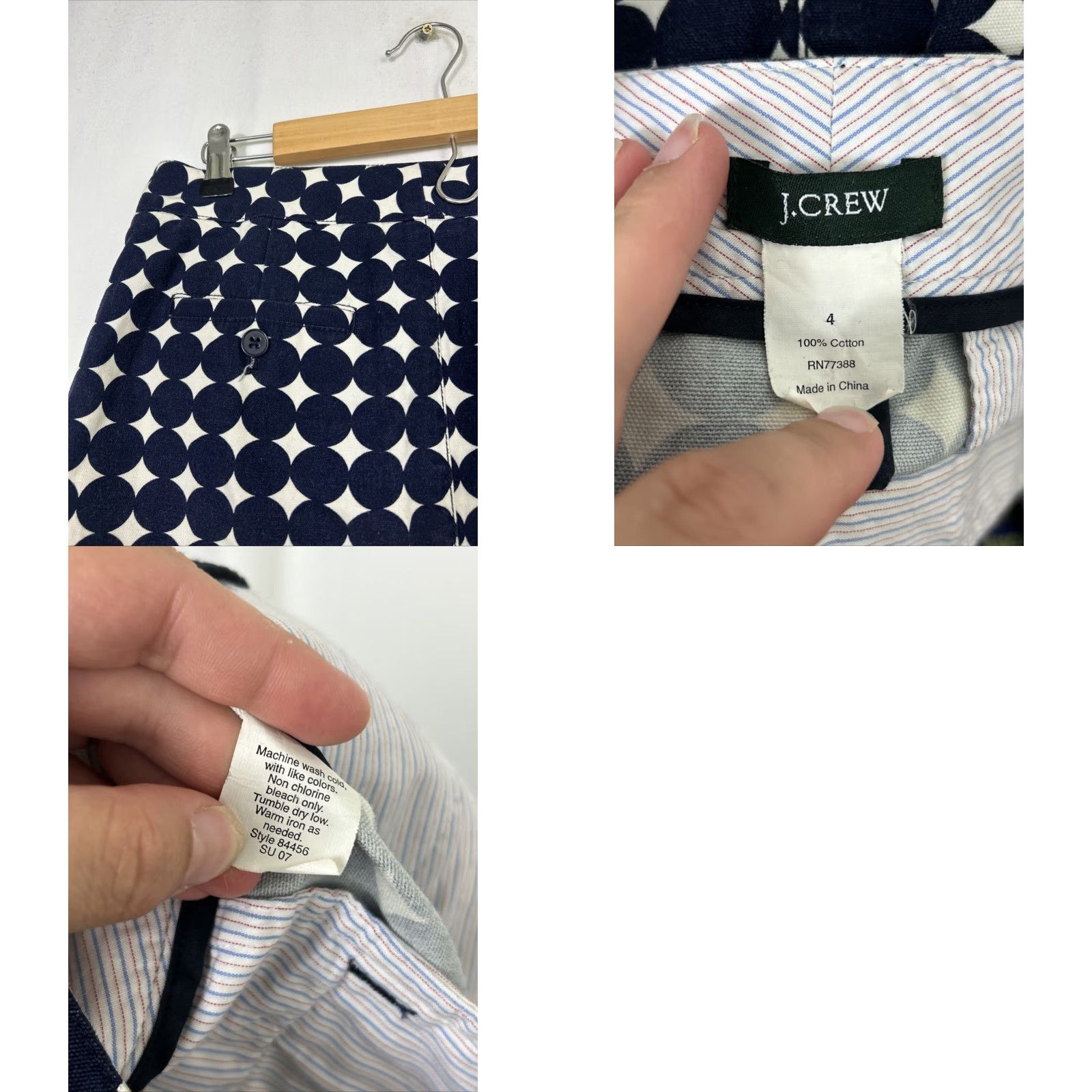 J.Crew J.CREW Skirt Womens Size 4 Mini Multicolor Blue White Polka Dot 30x14 Short Regular Mens Size 27" / US 4 / IT 40 - 9 Thumbnail