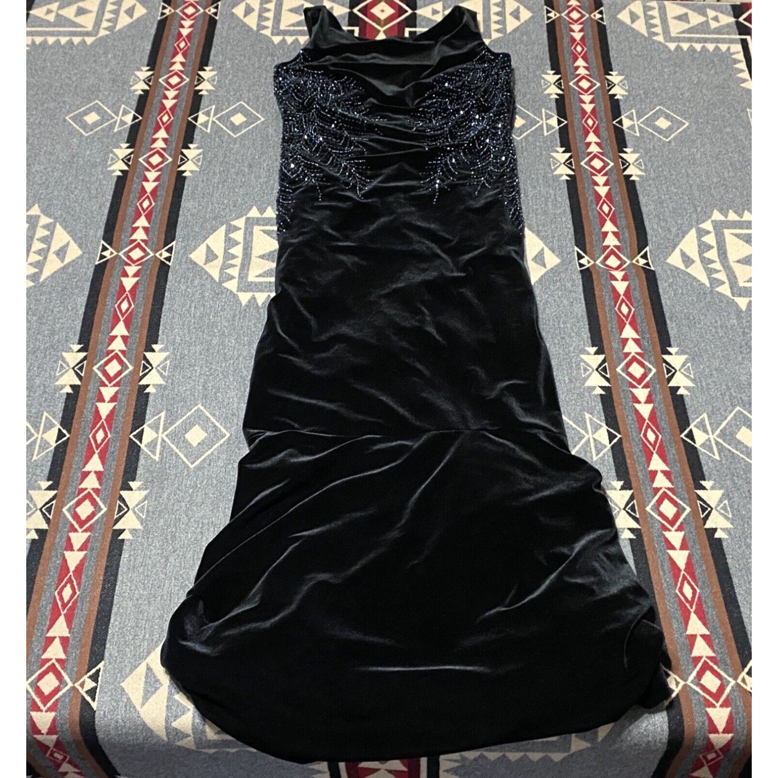 image of Vintage Rickie Freeman Teri Jon NWT Solid Black Rhinestones Dress Size 8 Womens T79 in White