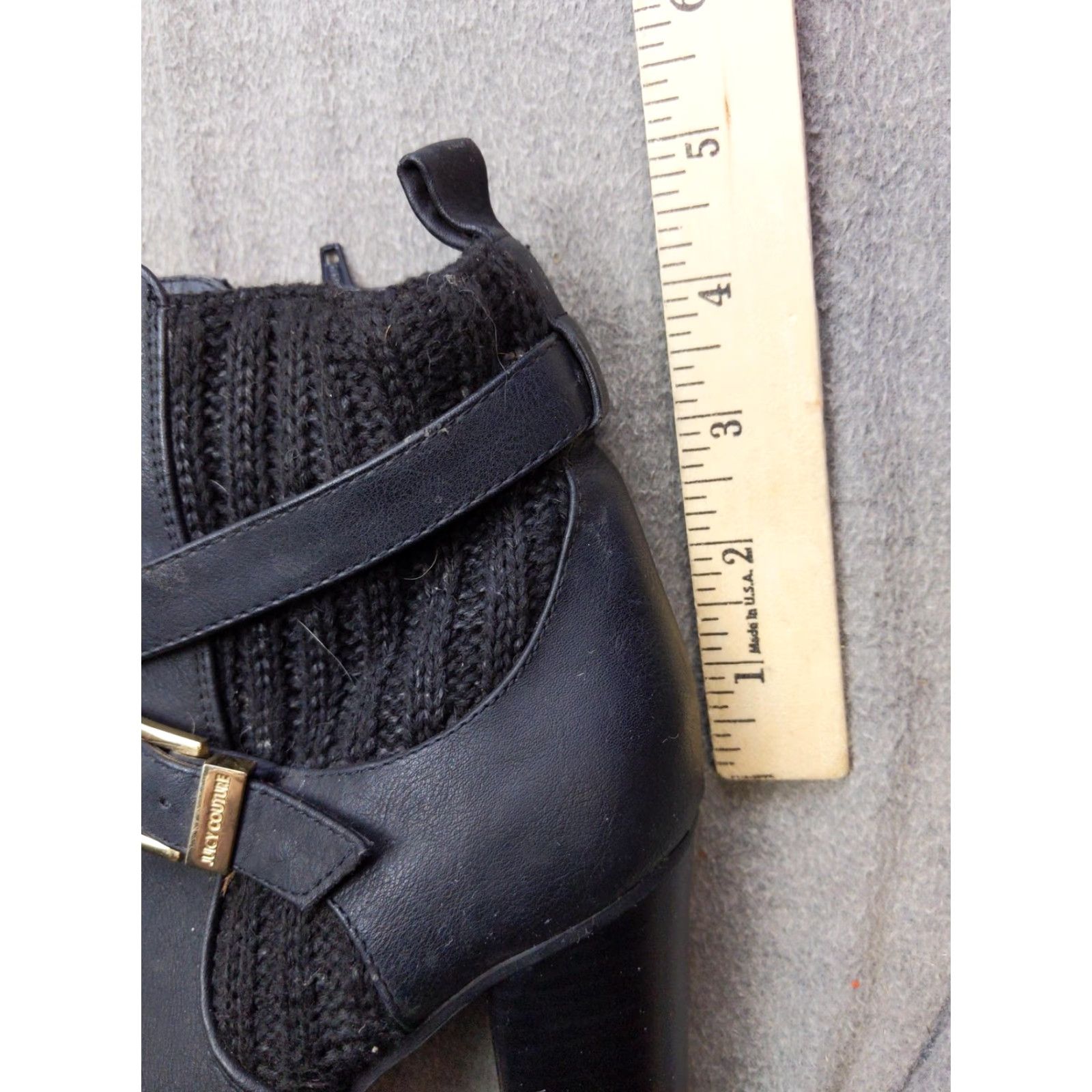 Juicy Couture Juicy Couture Boots Womens Size 9 Black Ankle Knit Buckle Zip Block Heel Booties Size US 9 / IT 39 - 2 Thumbnail