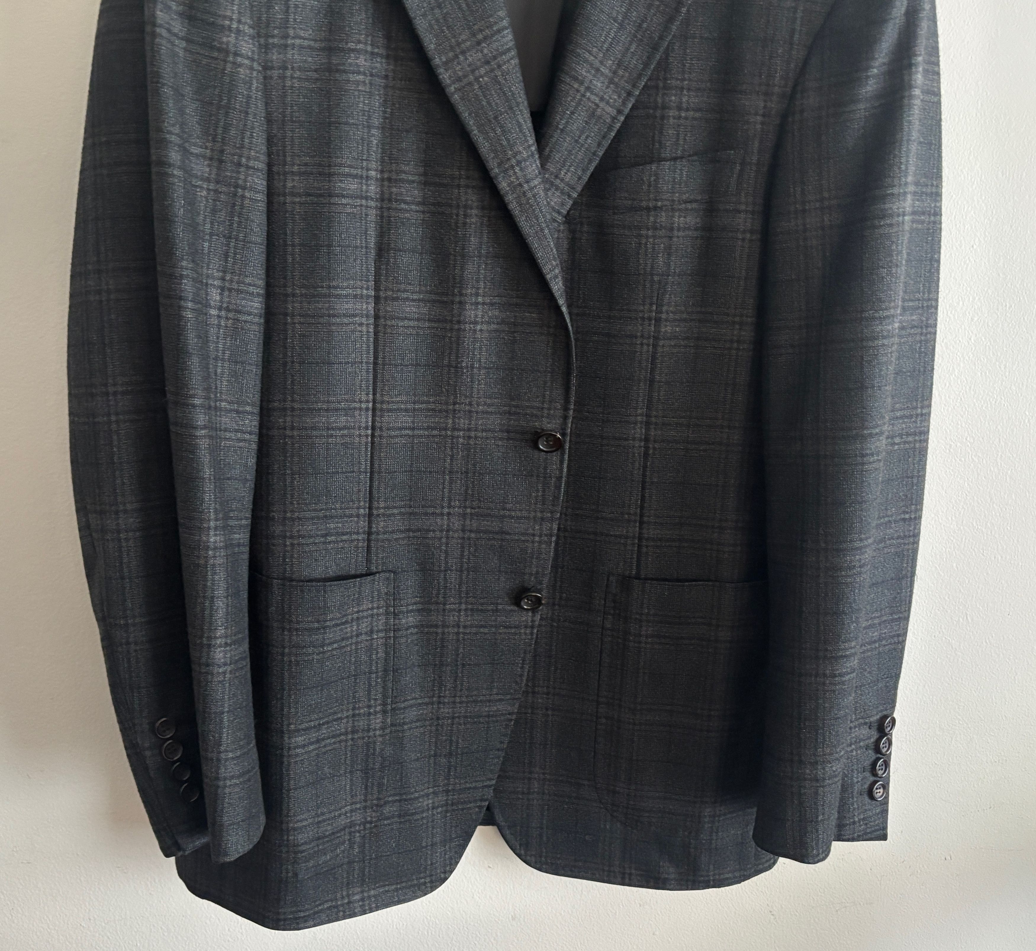 Canali $1835 Kei Unstructured Charcoal Glen Plaid Sport Coat - 42 Size 42R - 3 Thumbnail